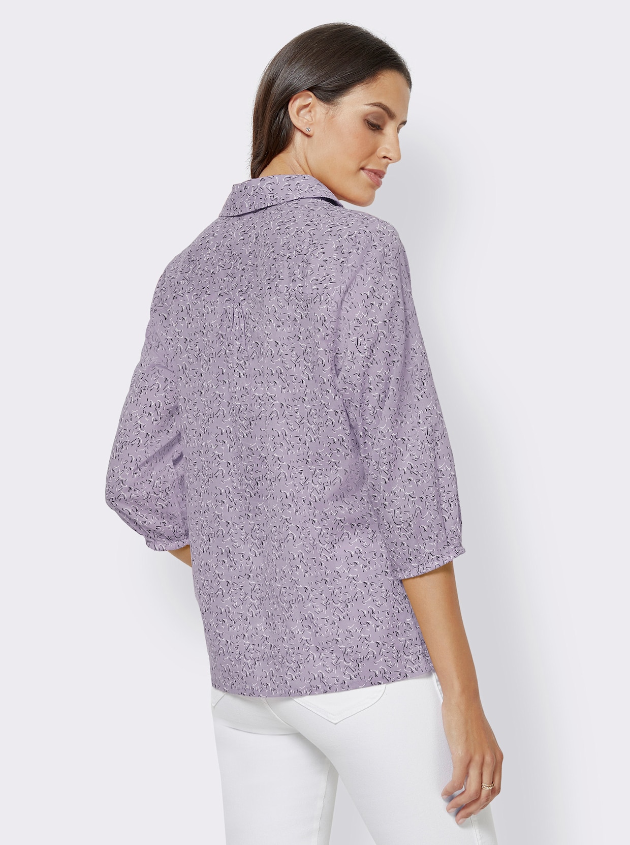 Comfortabele blouse - lila geprint