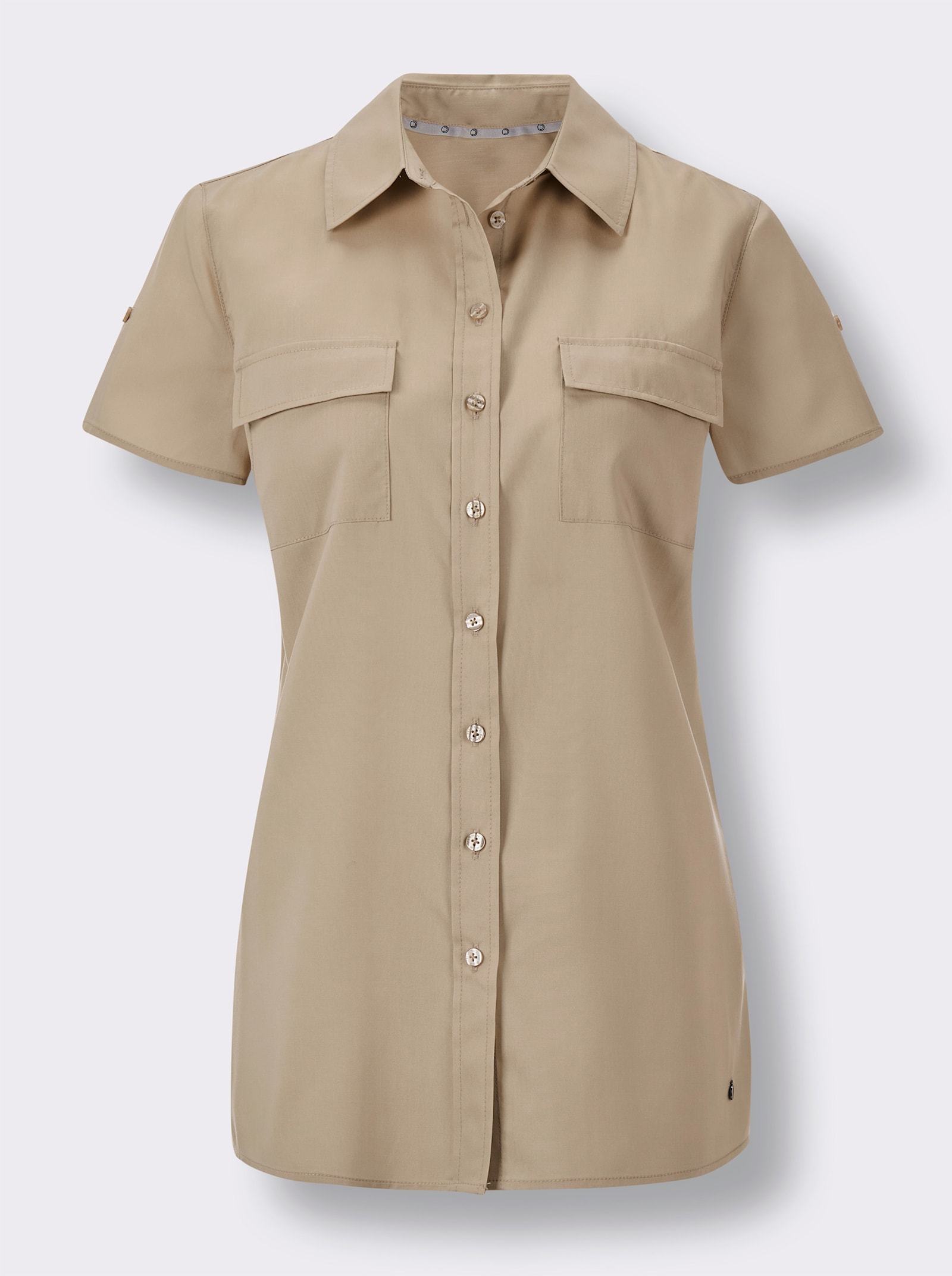 CREATION L PREMIUM Kurzarm-Bluse aus reinem Lyocell - beige