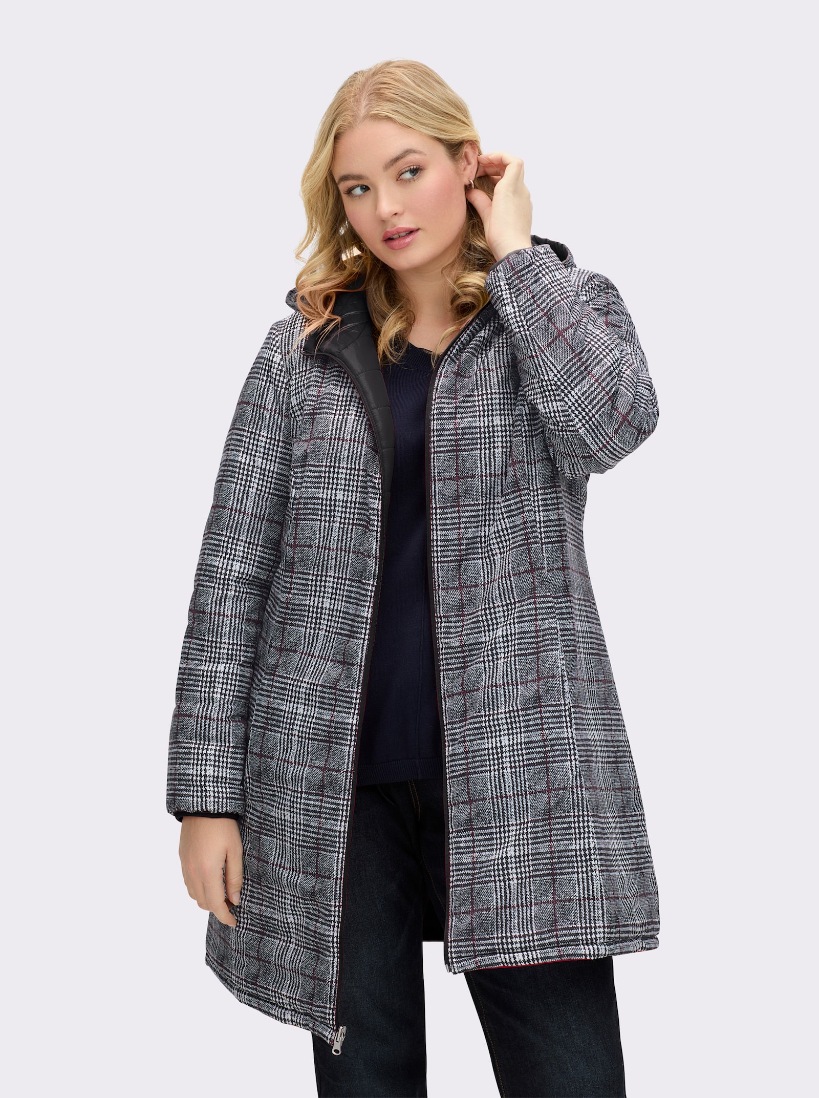 Steppmantel mit Wende-Funktion - schwarz