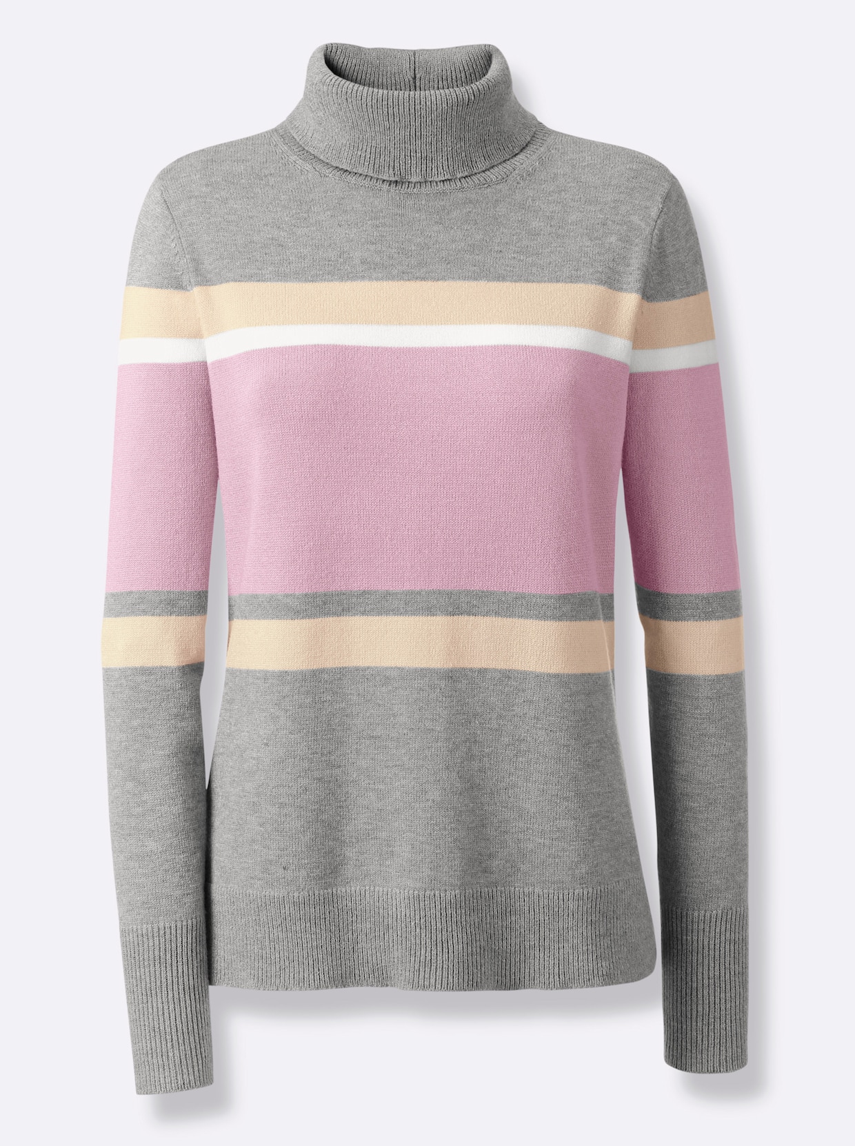 heine Streifenpullover - grau-rosé-geringelt