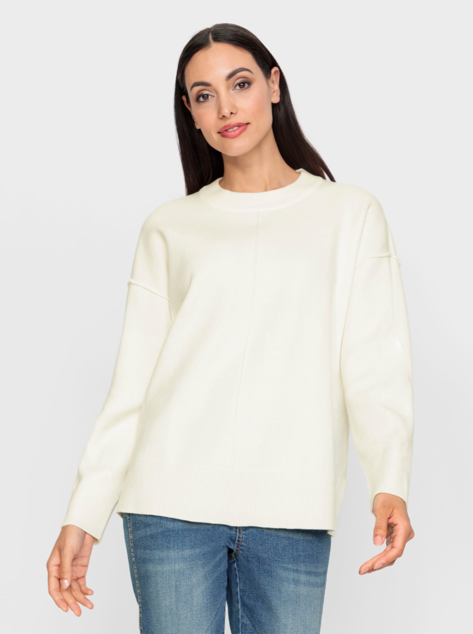 heine Pull à encolure ronde avec mancherons - écru