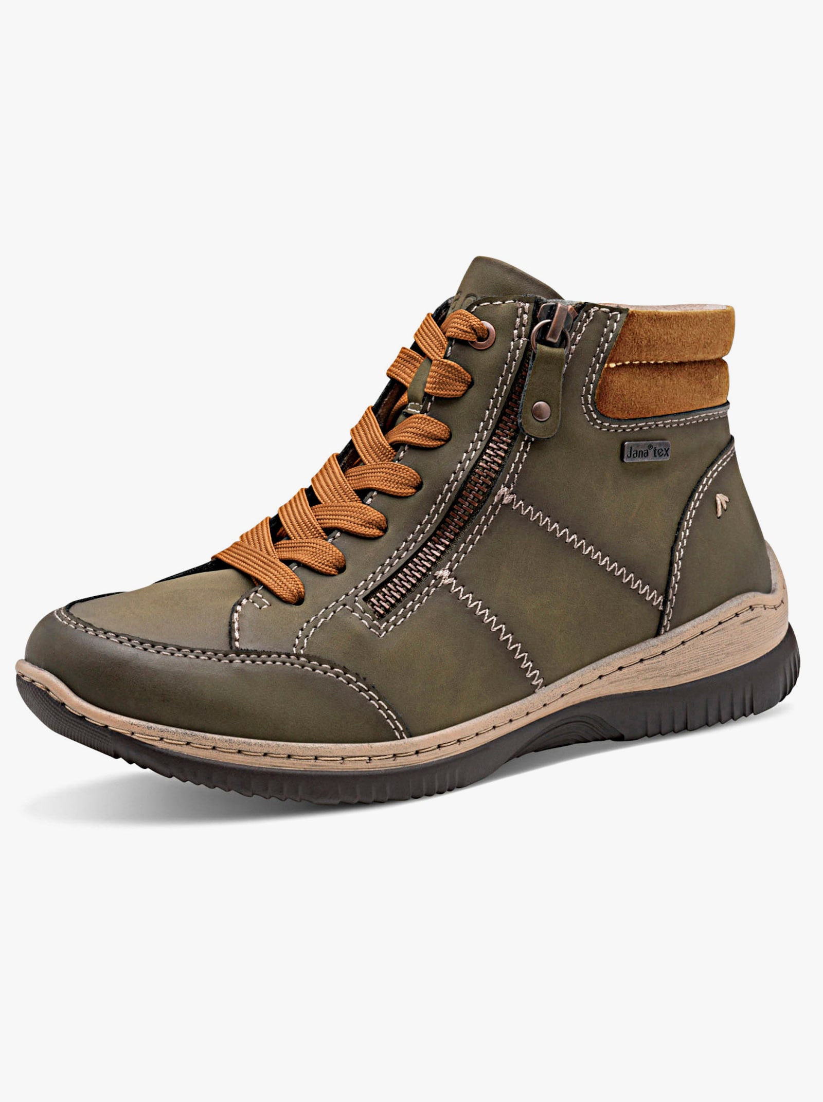 Jana Stiefelette mit Ziernähten - khaki