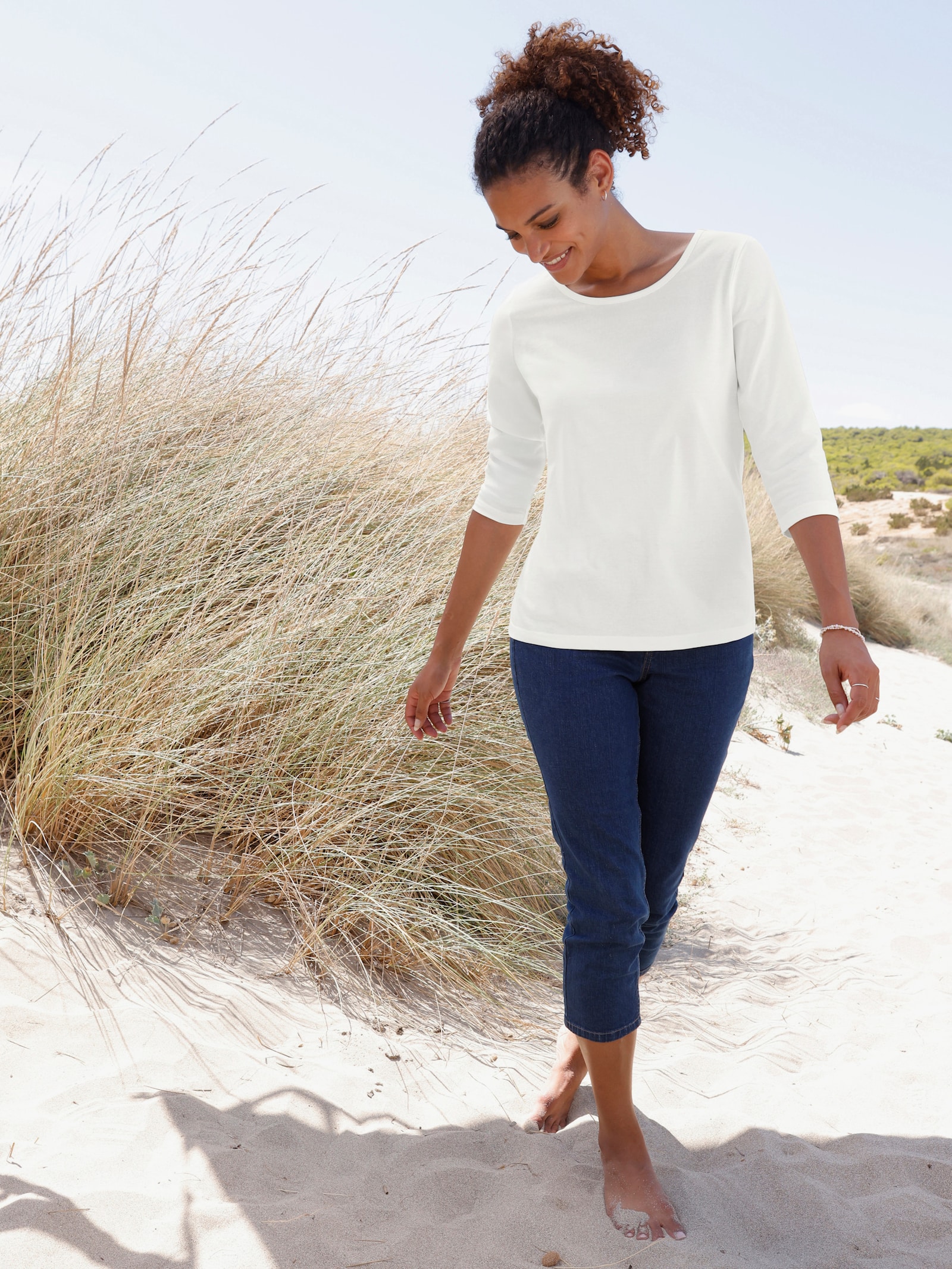 Shirt met 3/4-mouwen in set van 2 - ecru + ecru