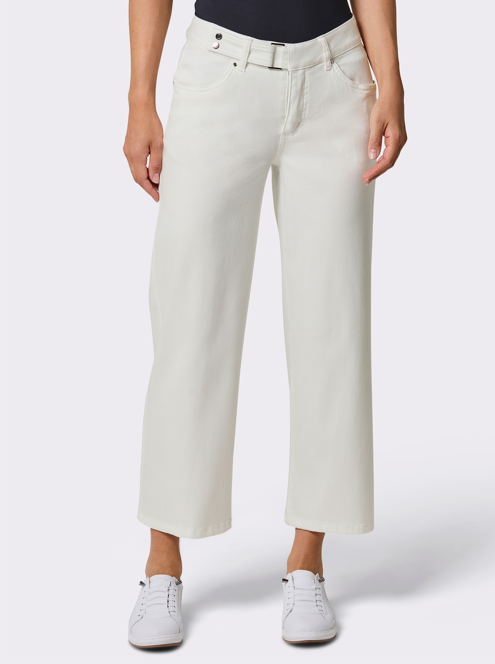 CREATION L PREMIUM Stretch-Jeans mit Stickerei - ecru