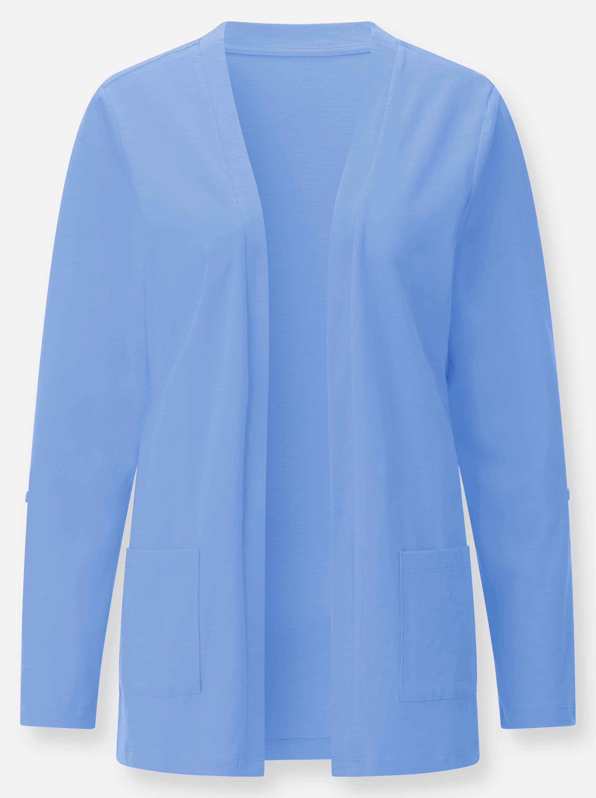 Damen Shirtjacke mit Flammgarn-Struktur himmelblau, Größe 50 - Bild 2