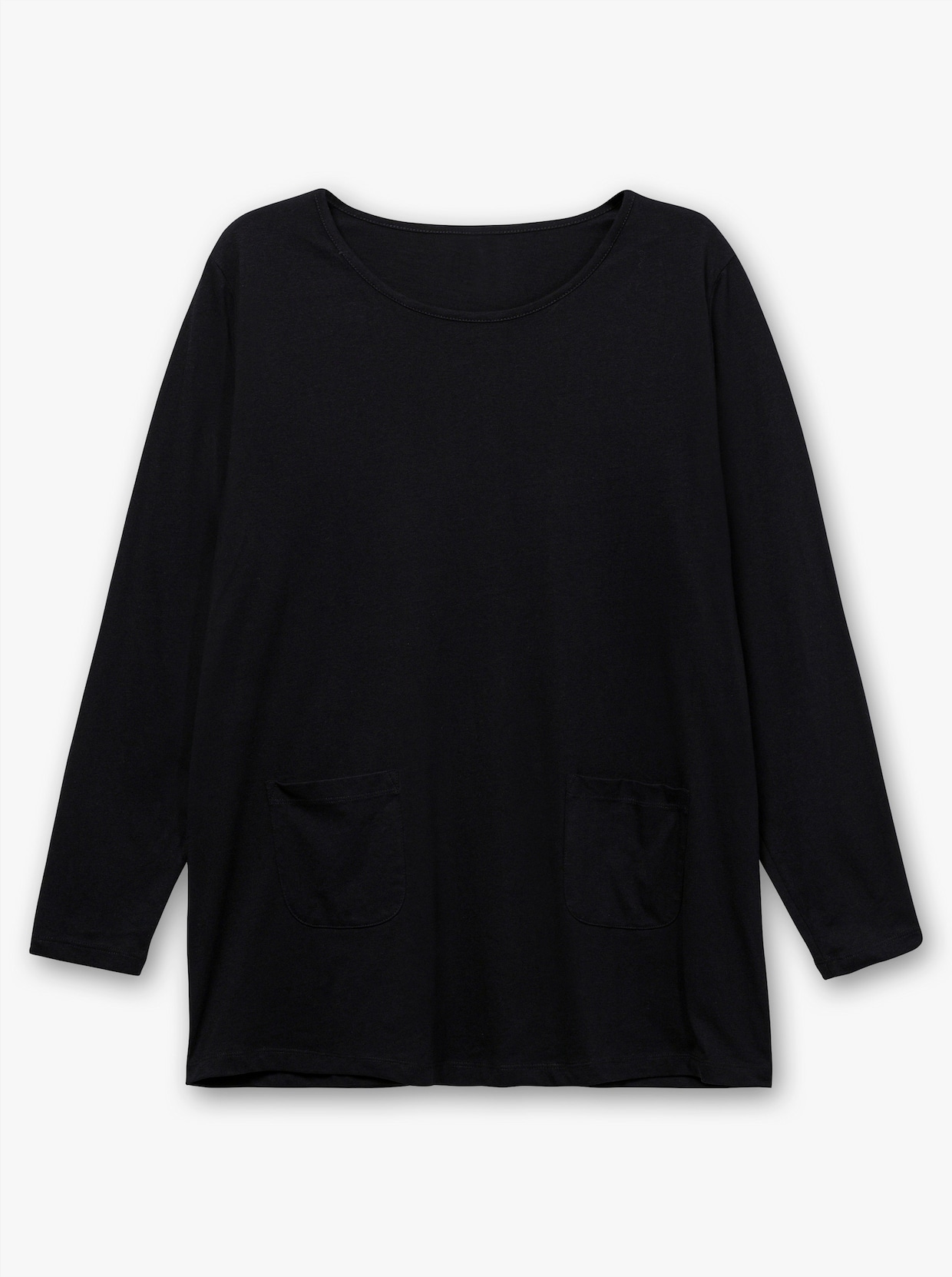 Longshirt mit aufgesetzten Taschen - schwarz