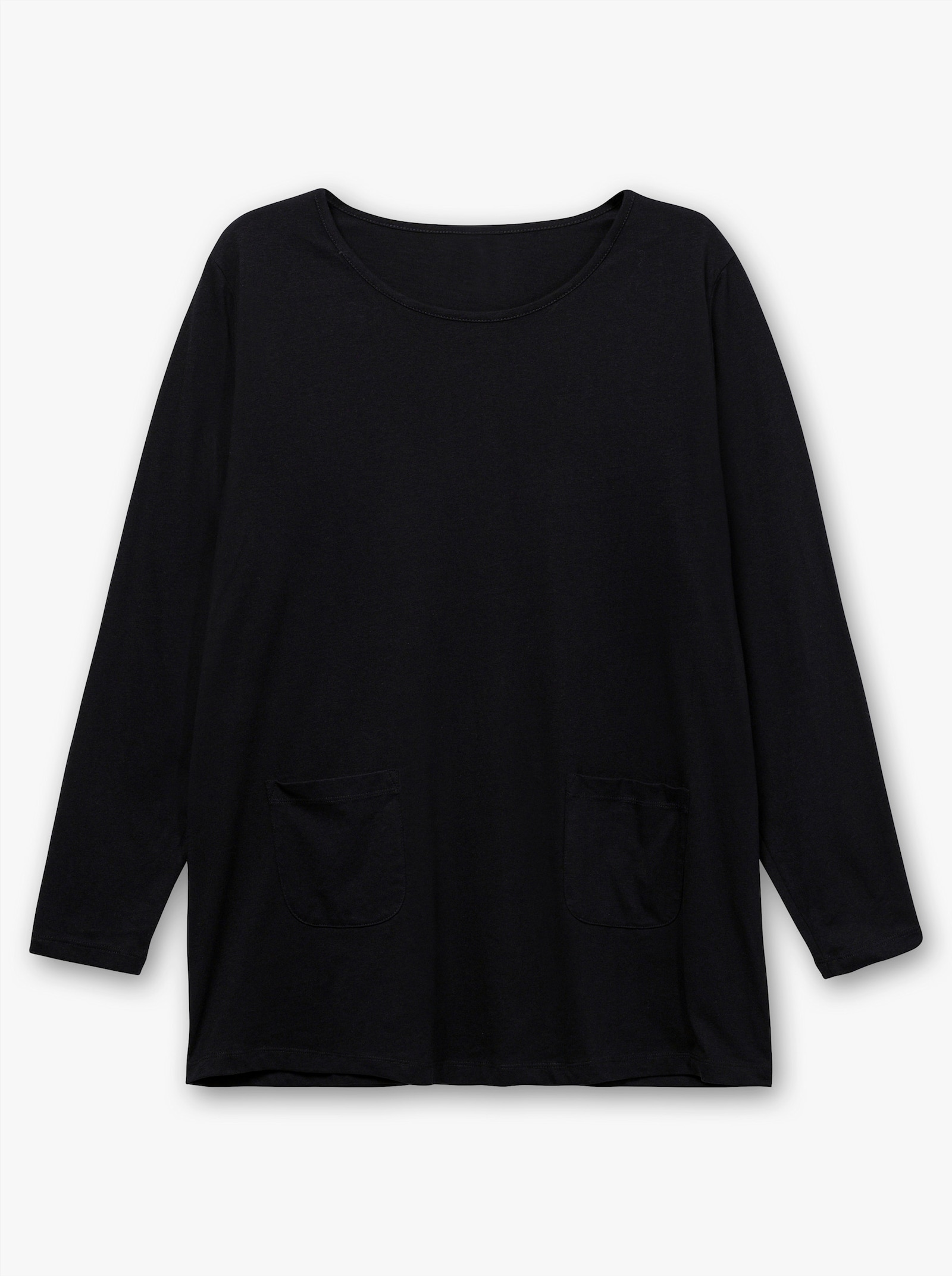 Longshirt mit aufgesetzten Taschen - schwarz