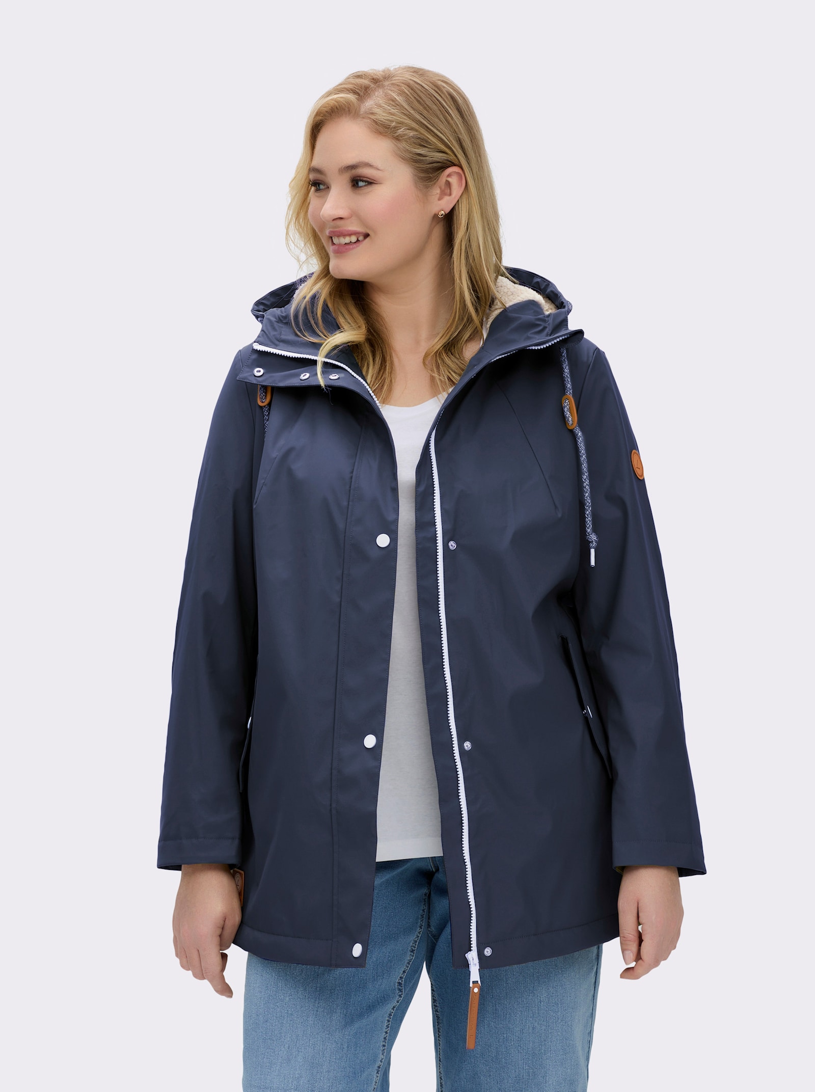 Jacke mit Teddy-Futter - marine