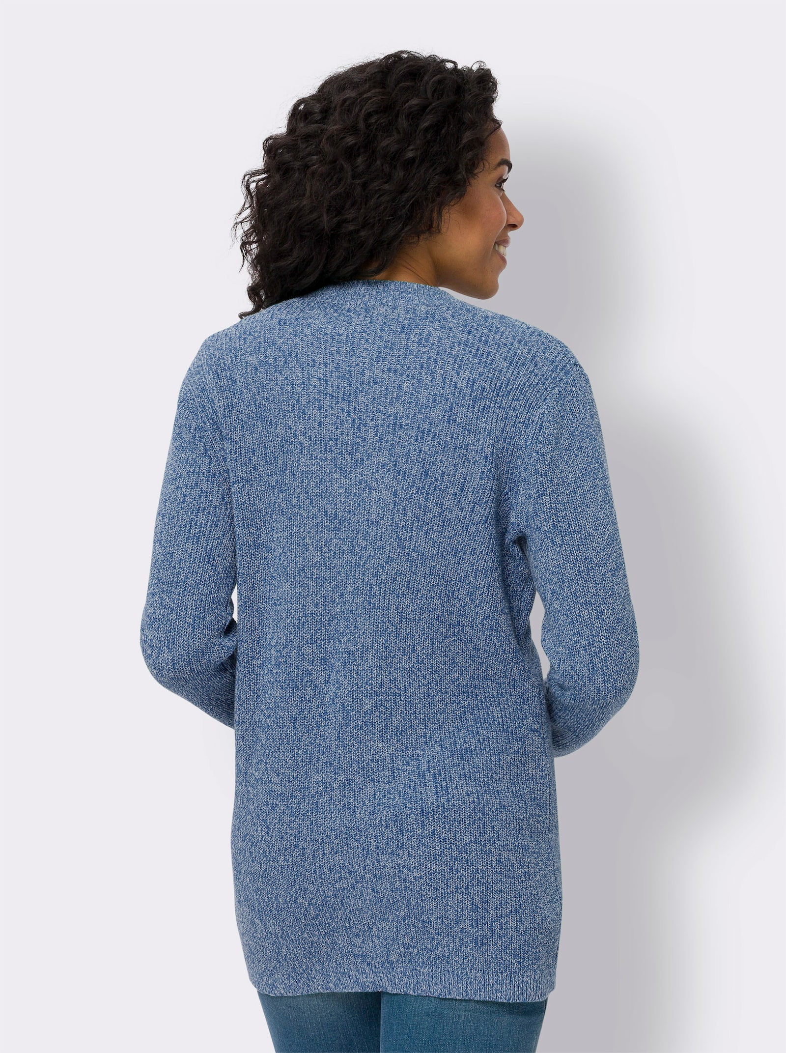 Strickjacke mit aufgesetzten Taschen - mittelblau-meliert