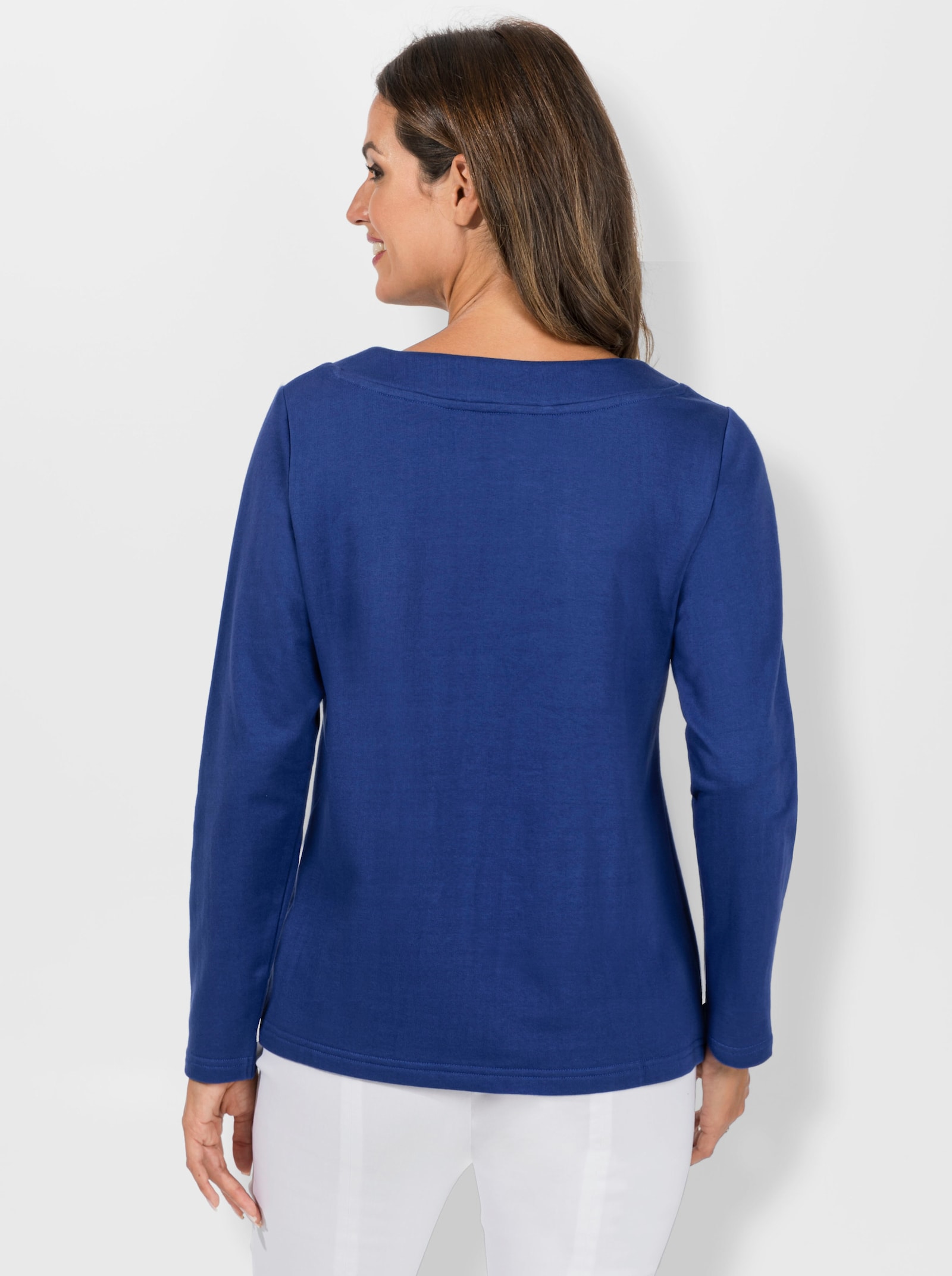 Sweatshirt mit Glitzersteinchen - royalblau