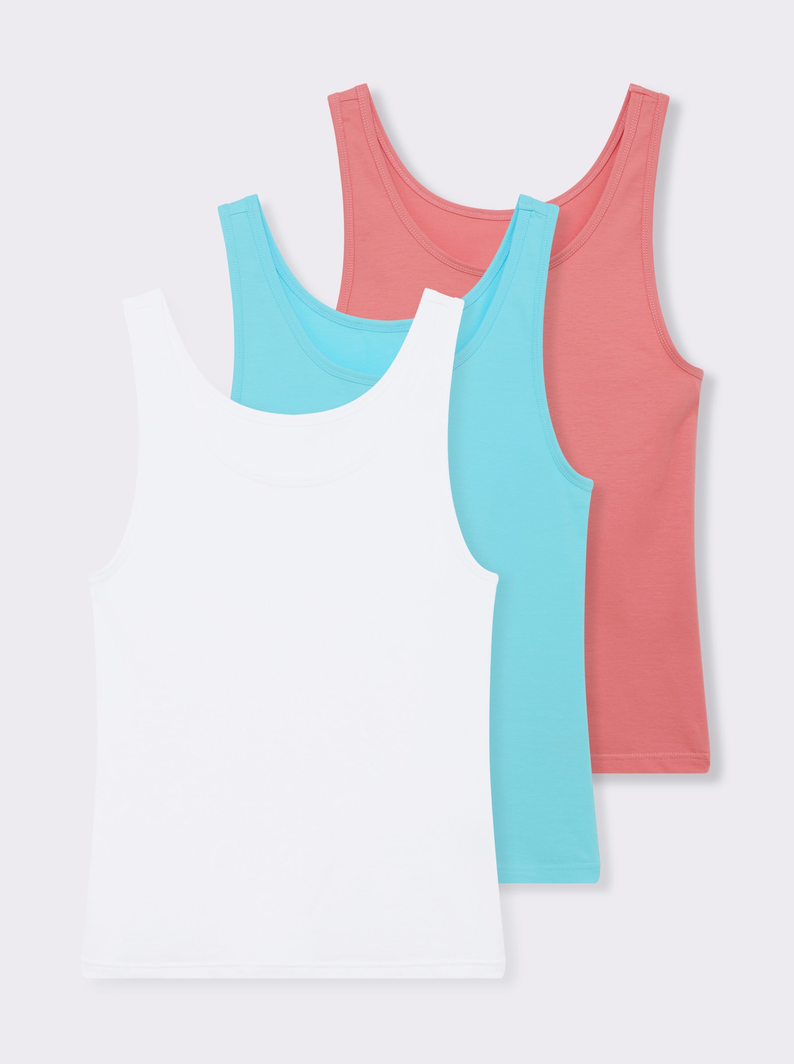 wäschepur Achseltop mit breiten Trägern - flamingo + aquamarin + weiß