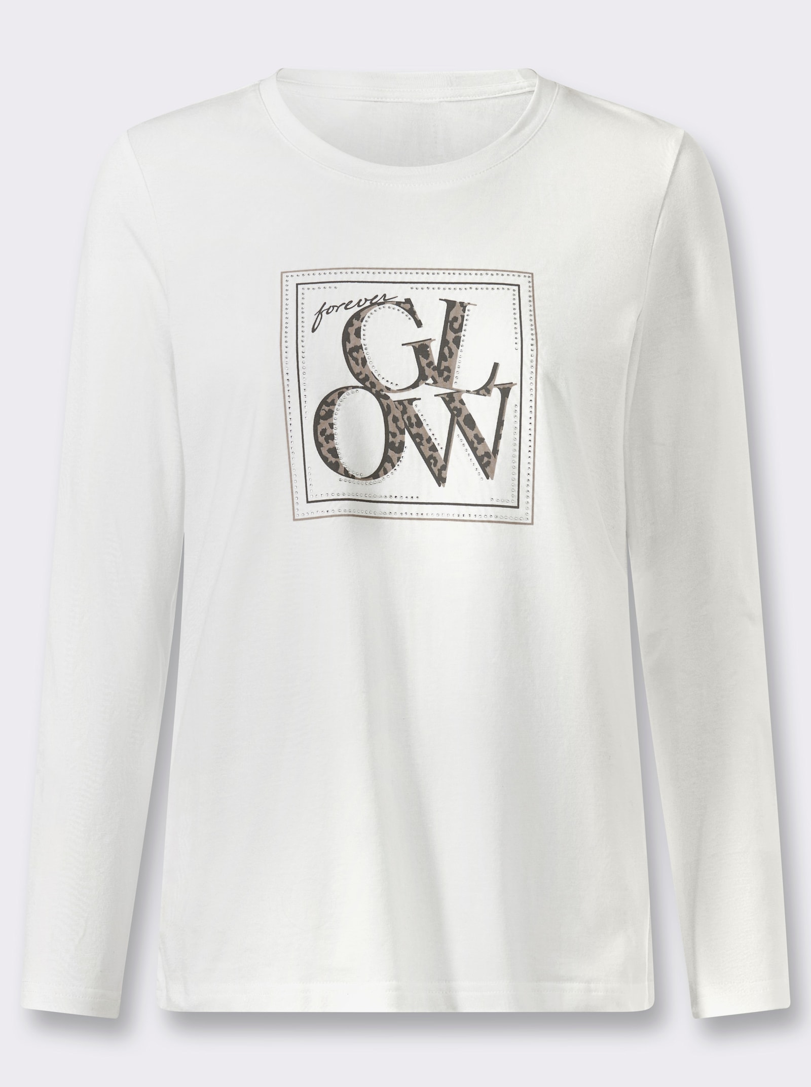 heine Print-Shirt mit Glitzersteinen - ecru