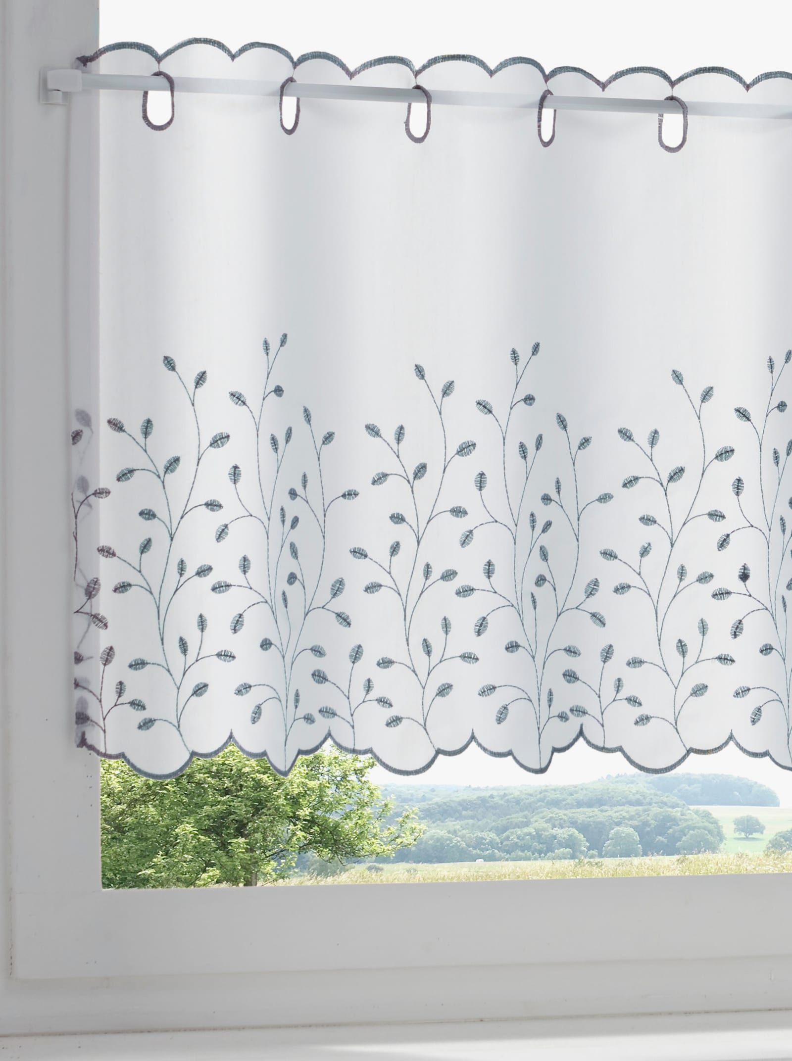 heine home Scheibengardine - weiß-grau