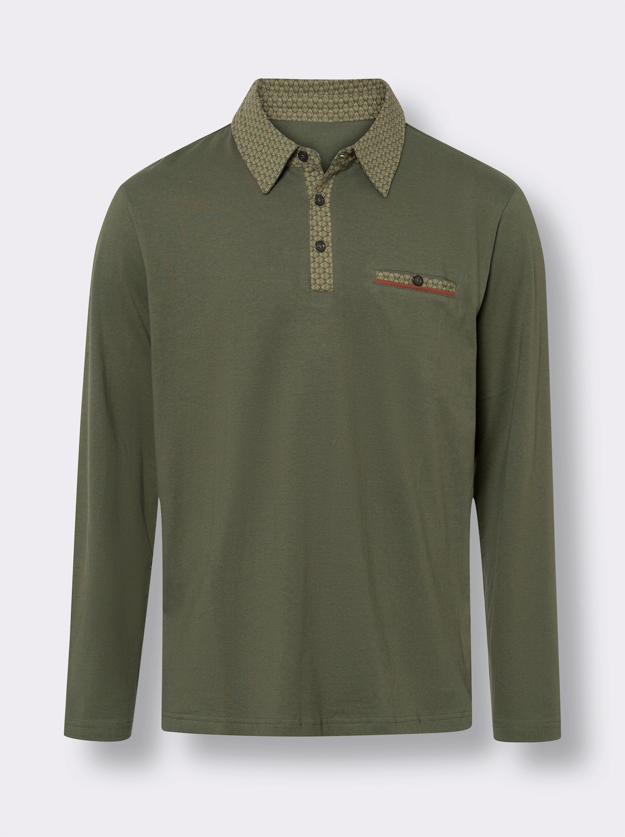 Langarm-Poloshirt - khaki