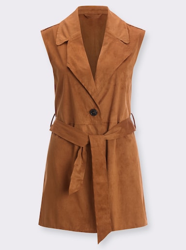 Gilet van imitatiesuède - cognac