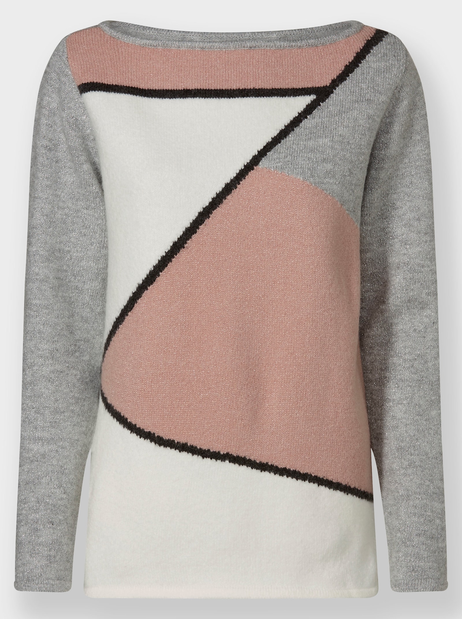 heine Strickpullover mit U-Boot-Ausschnitt - ecru-puder-gemustert