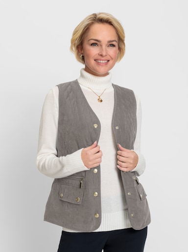 Steppweste mit Pattentaschen - grau