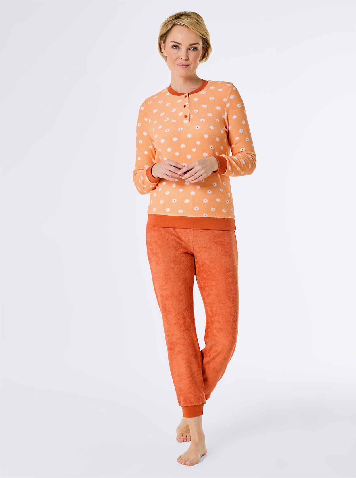 wäschepur Pyjama - apricot/papaja bedrukt
