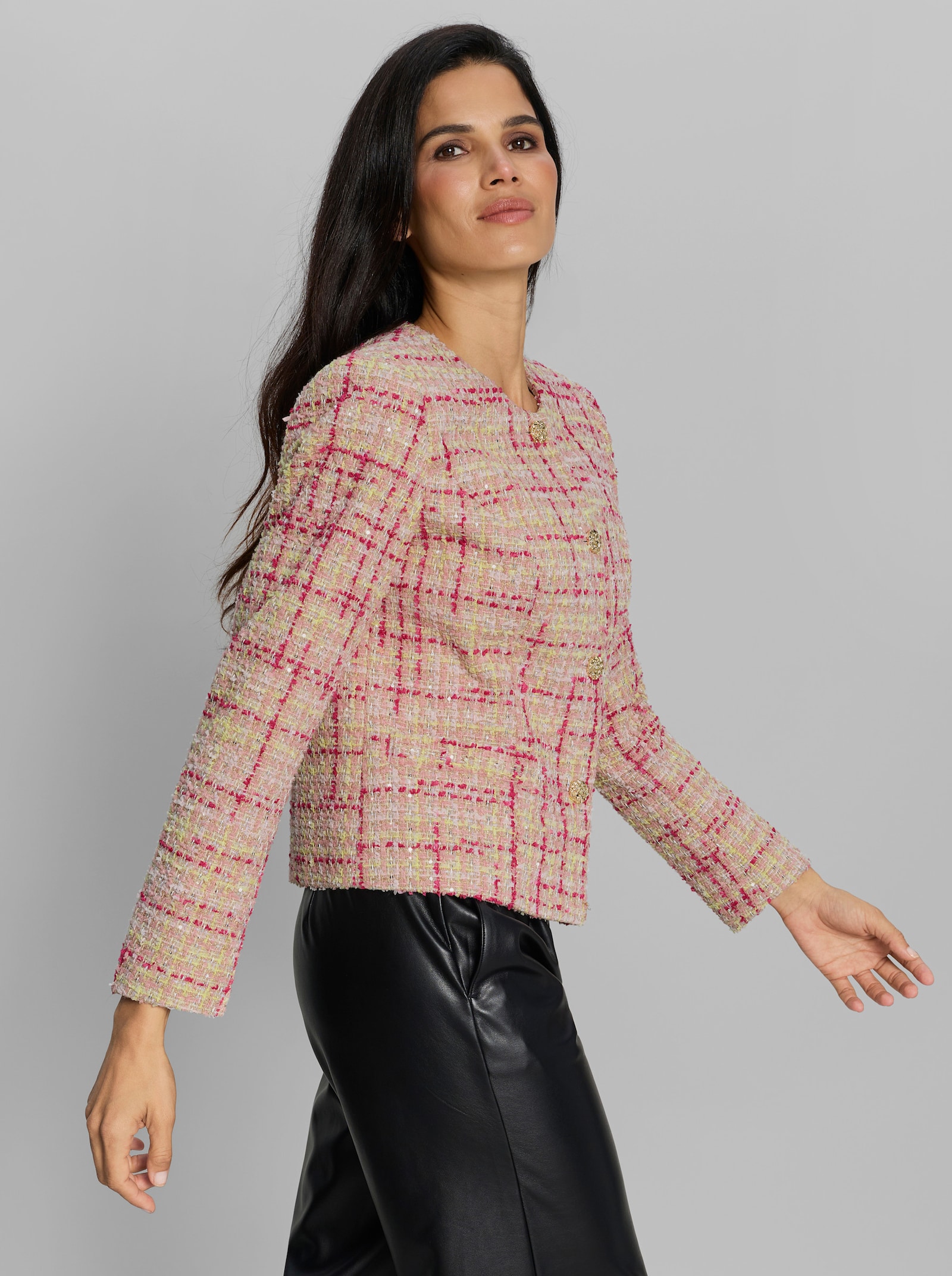 heine Bouclé-Blazer - hellrosé-gemustert