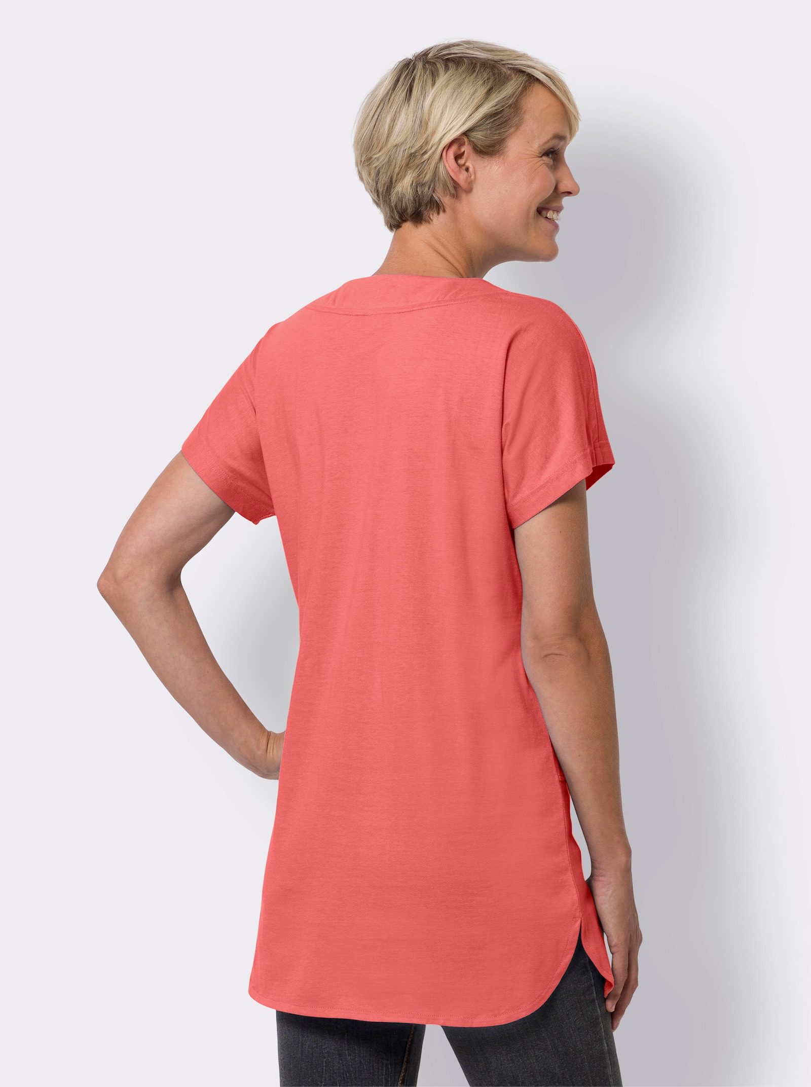 Longshirt mit Taschen - koralle