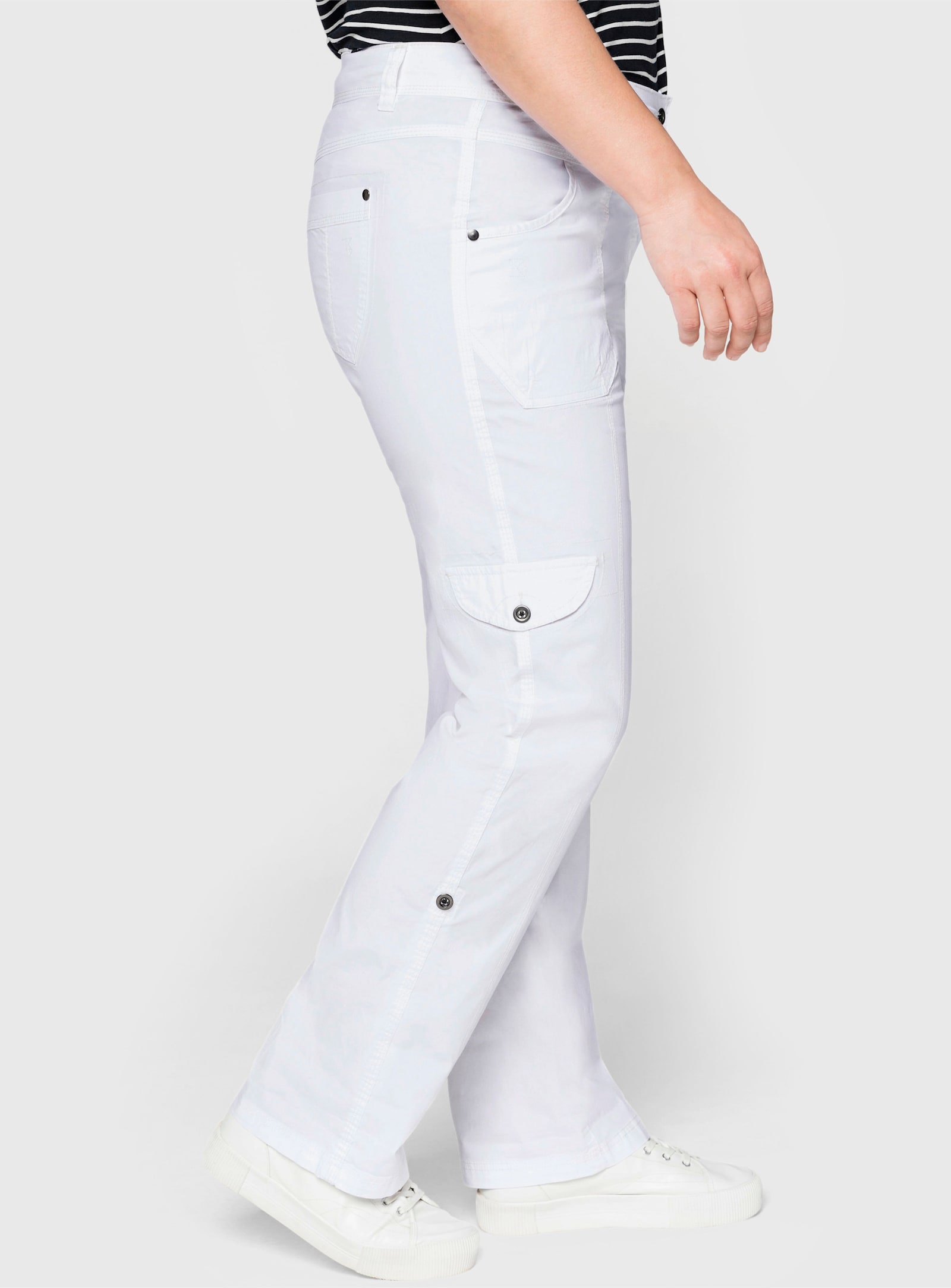 sheego Cargohose mit Krempelfunktion - weiss