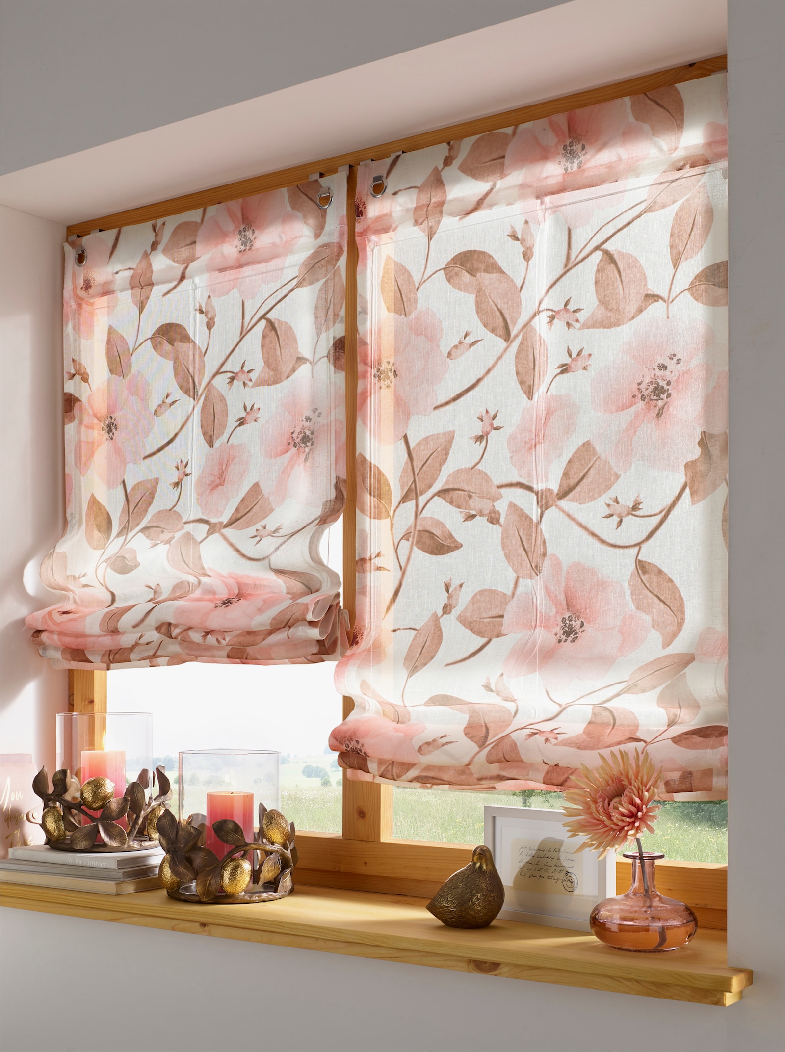 heine home Raffrollo - weiß-rosé