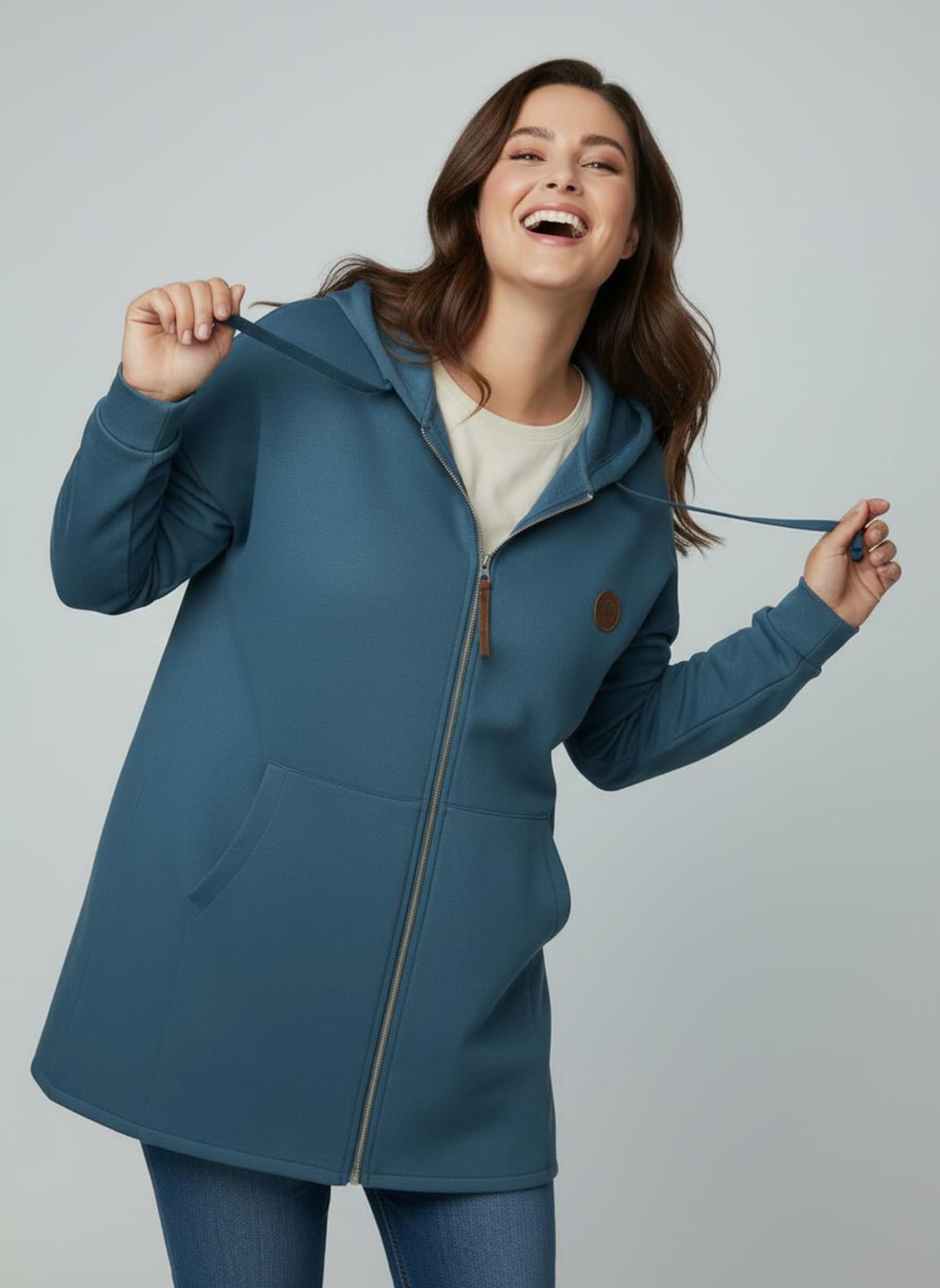 Sweatjacke mit 2-Wege-Reißverschluss - topas