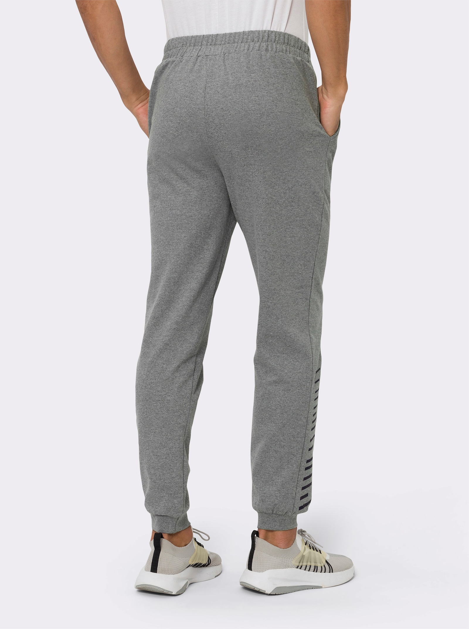 Kalhoty pro volný čas s elastickými náplety na dolním lemu - šedá-melír