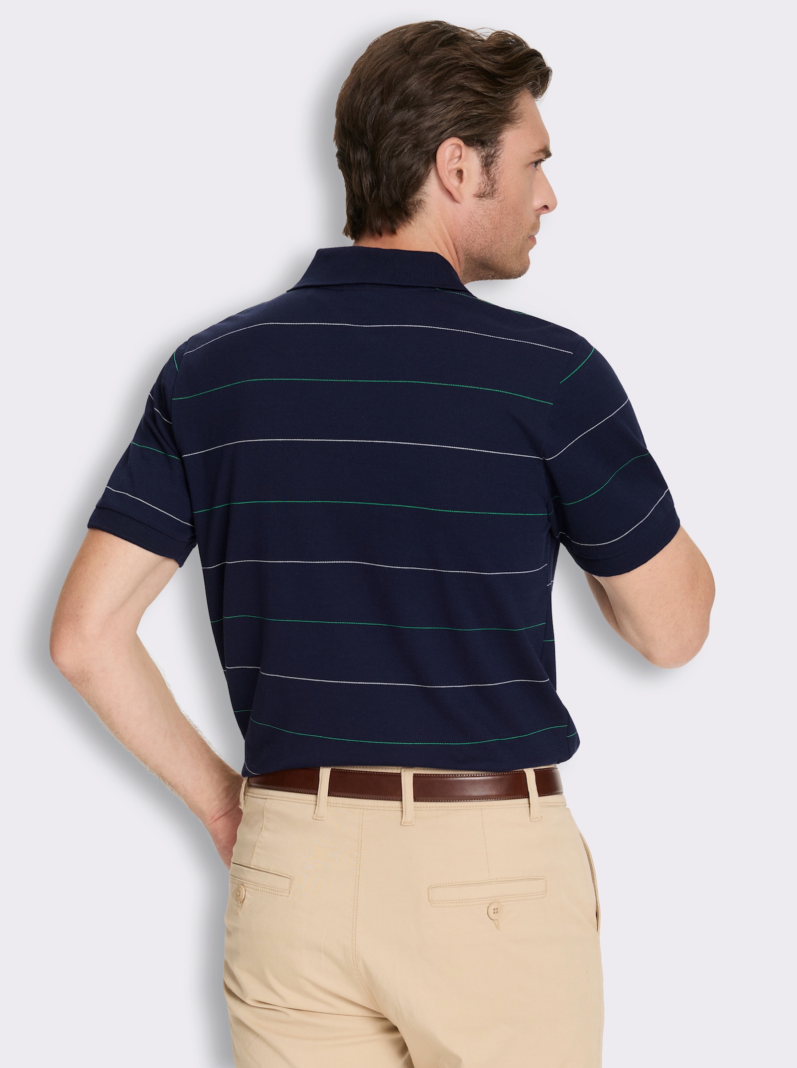Marco Donati Kurzarmshirt mit garngefärbten Streifen - marine-gestreift