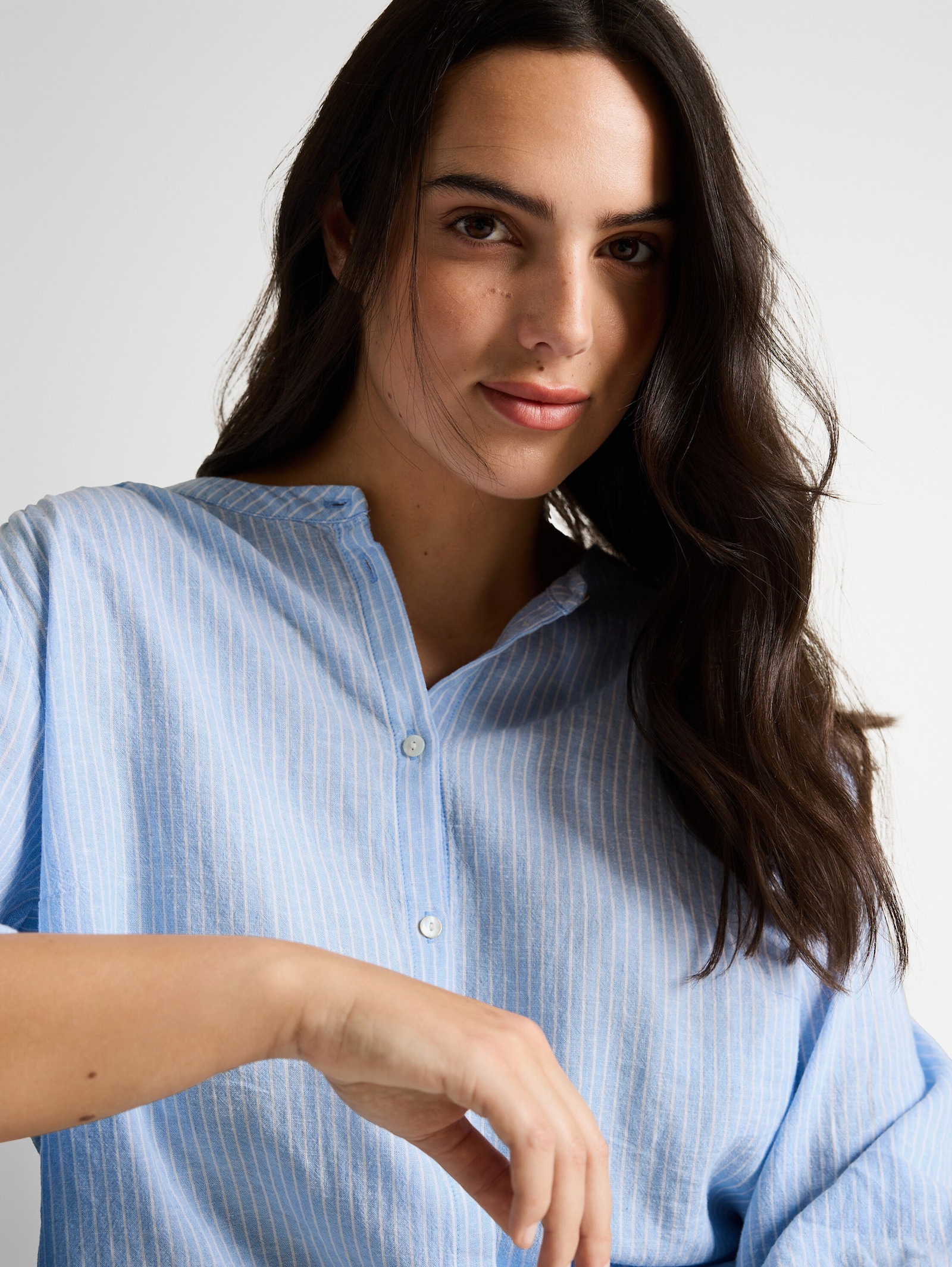 TOM TAILOR PLUS Schluppenbluse - fjord blue irregular stripe
