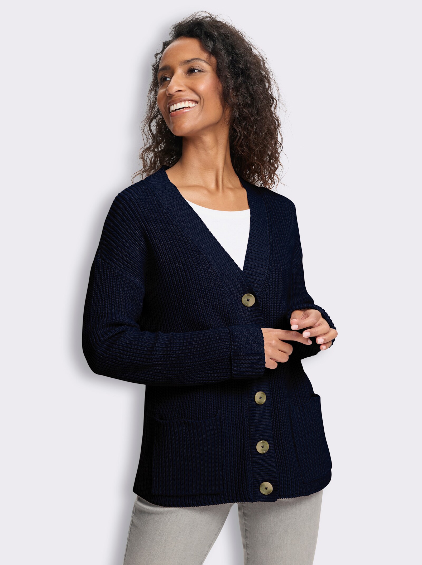 heine Strickjacke mit Taschen - marine