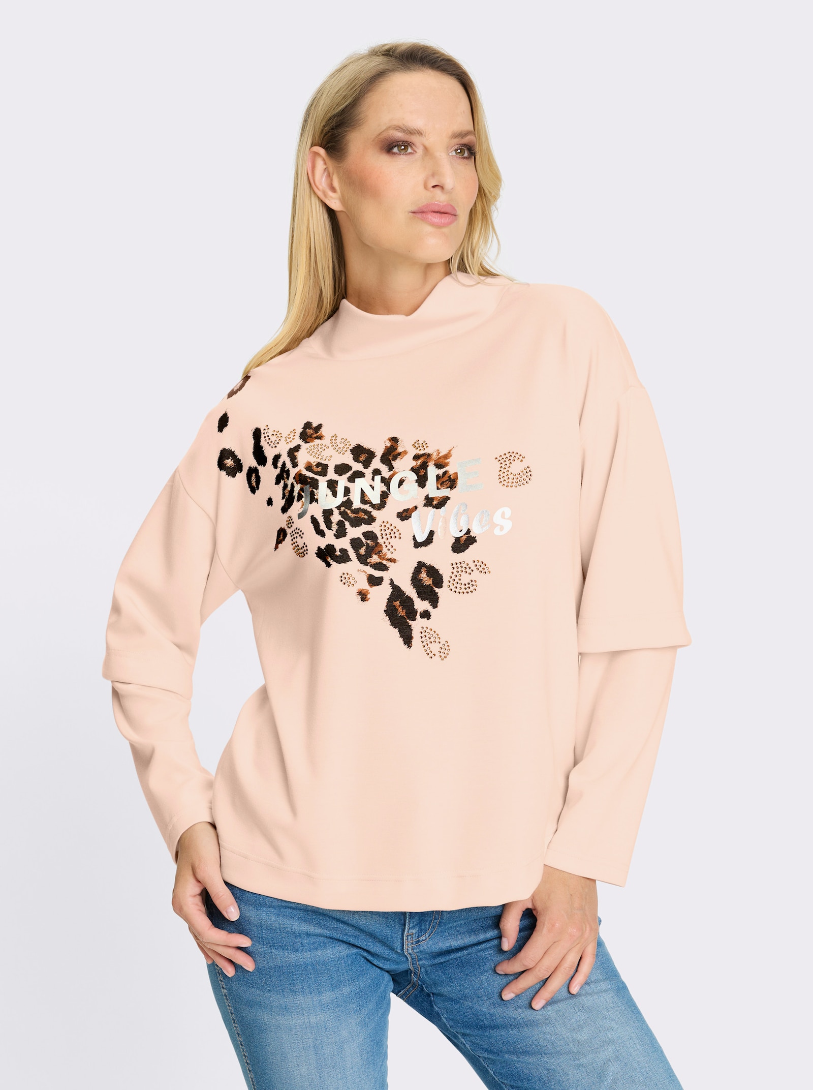heine Sweatshirt mit Animal-Print-Detail - elfenbein