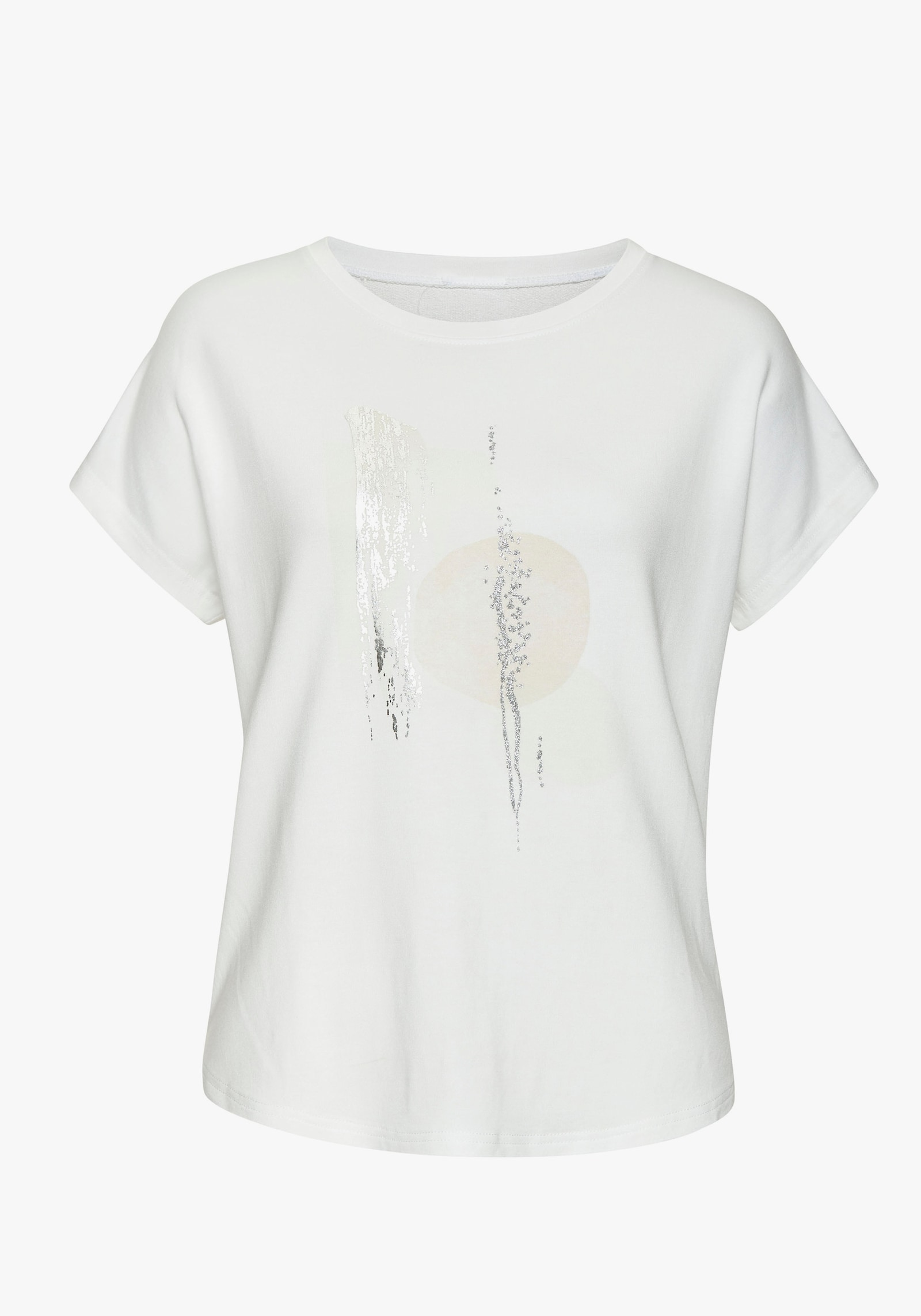 LASCANA Shirt met ronde hals - wit, beige, zilver
