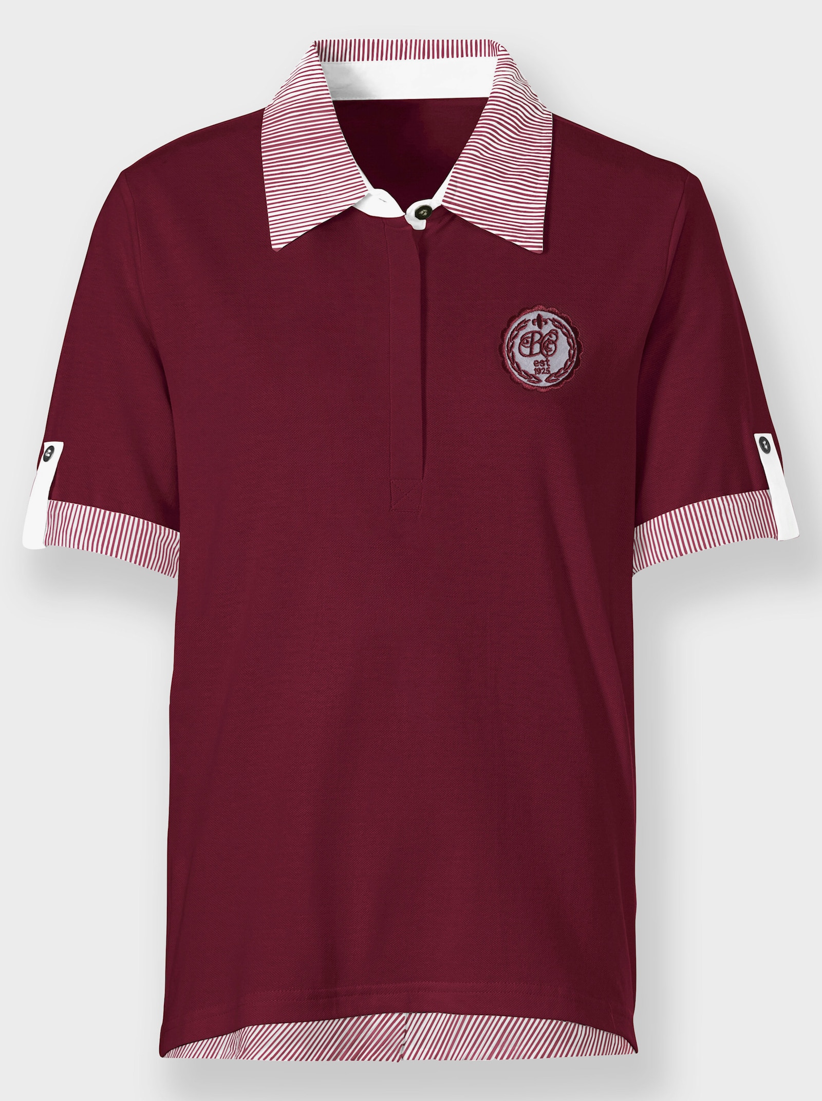 Poloshirt mit Stickerei und Emblem - bordeaux
