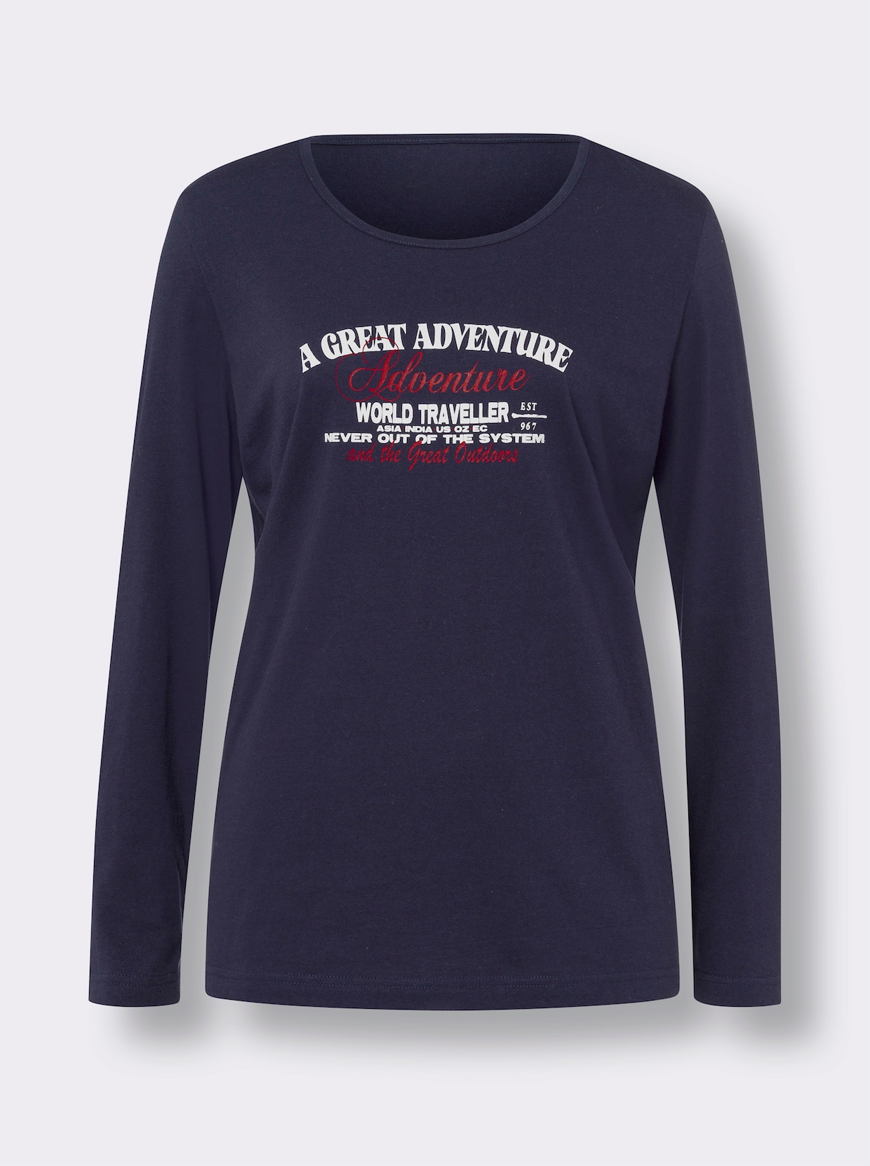Shirt met lange mouwen - marine/ecru geprint
