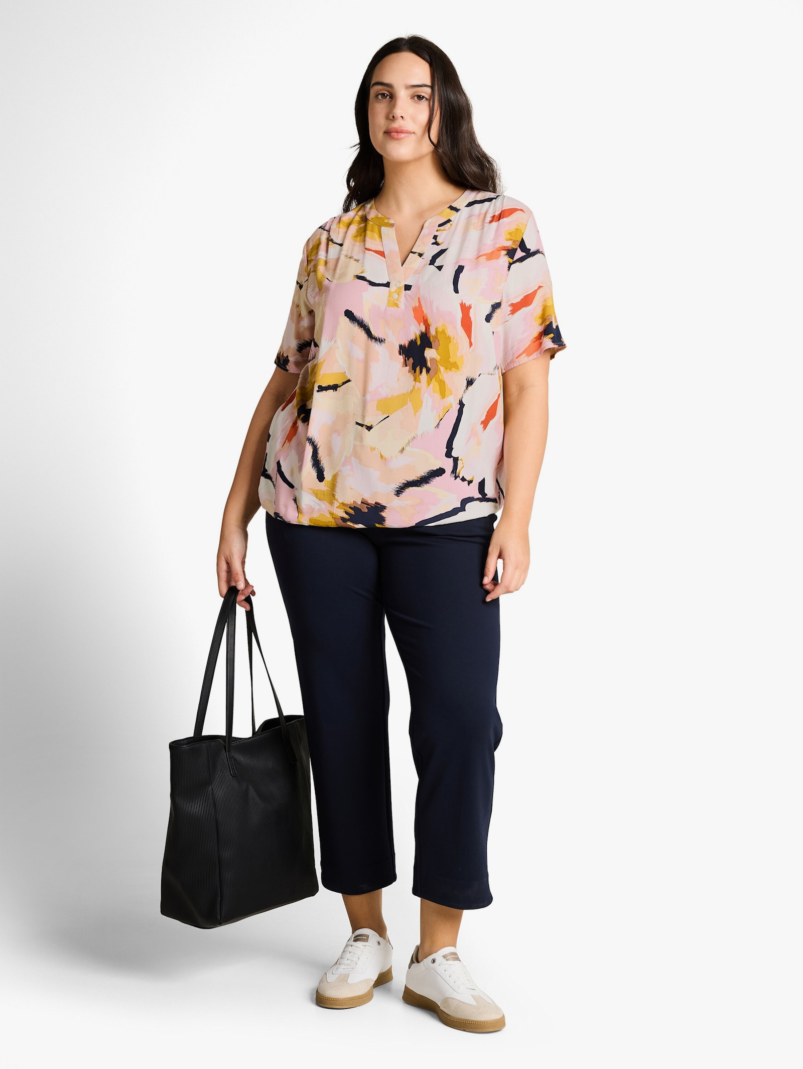 Kurzarmbluse - big abstract flower print