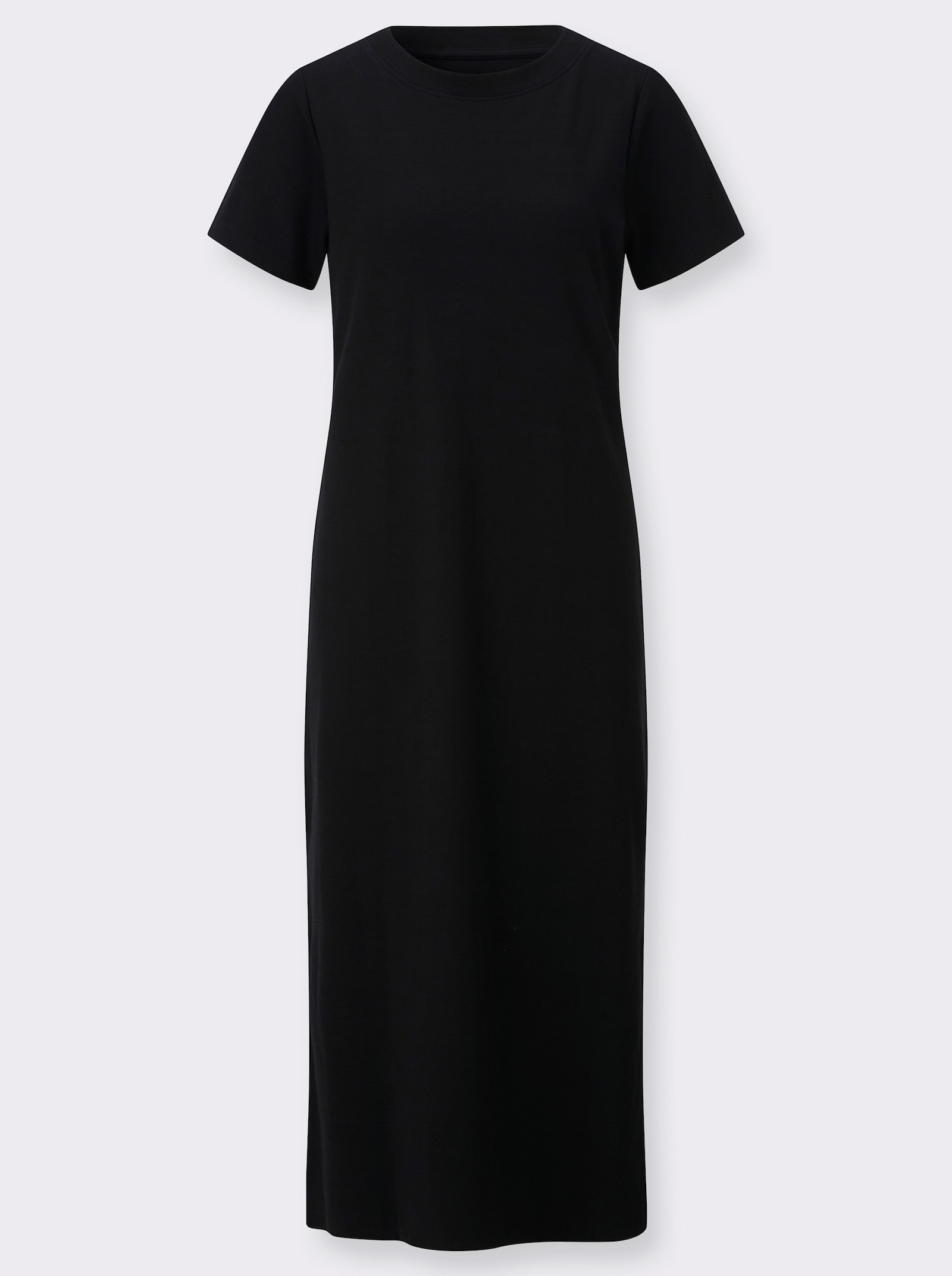 Jerseykleid mit Seitenschlitzen - schwarz