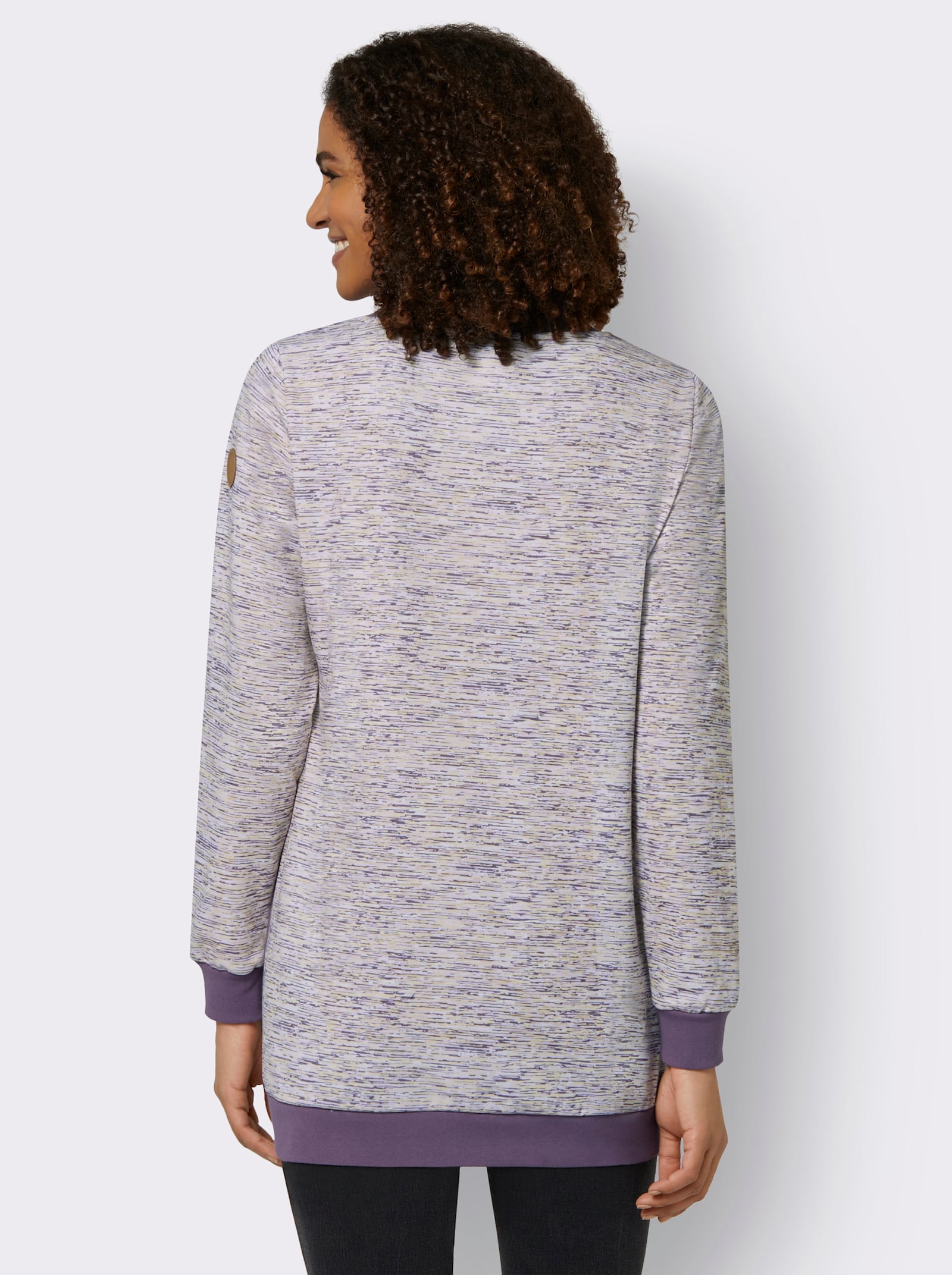 Sweatshirt in Longform - feige-weiss-meliert
