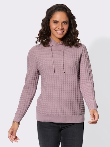 Langarm-Pullover mit asymmetrischem Rollkragen - mauve