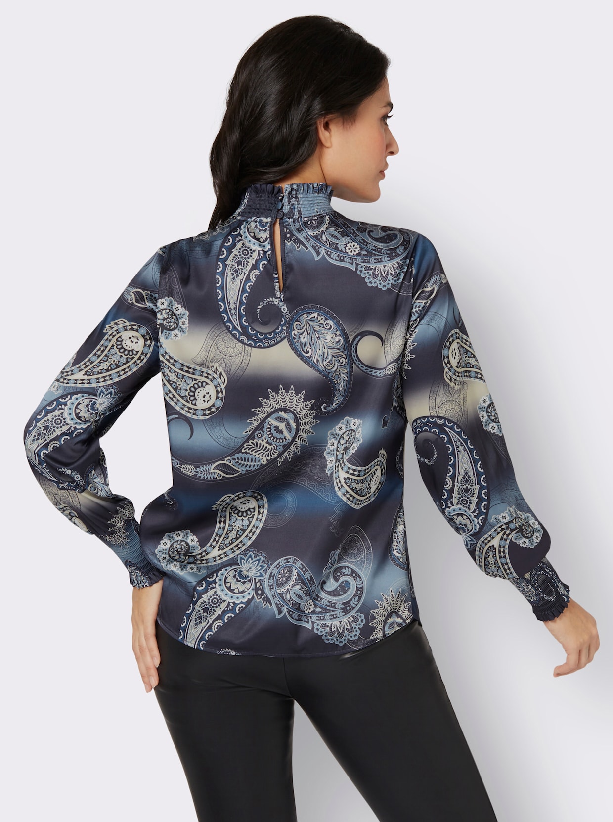 Blouse met print - marine/duivenblauw bedrukt