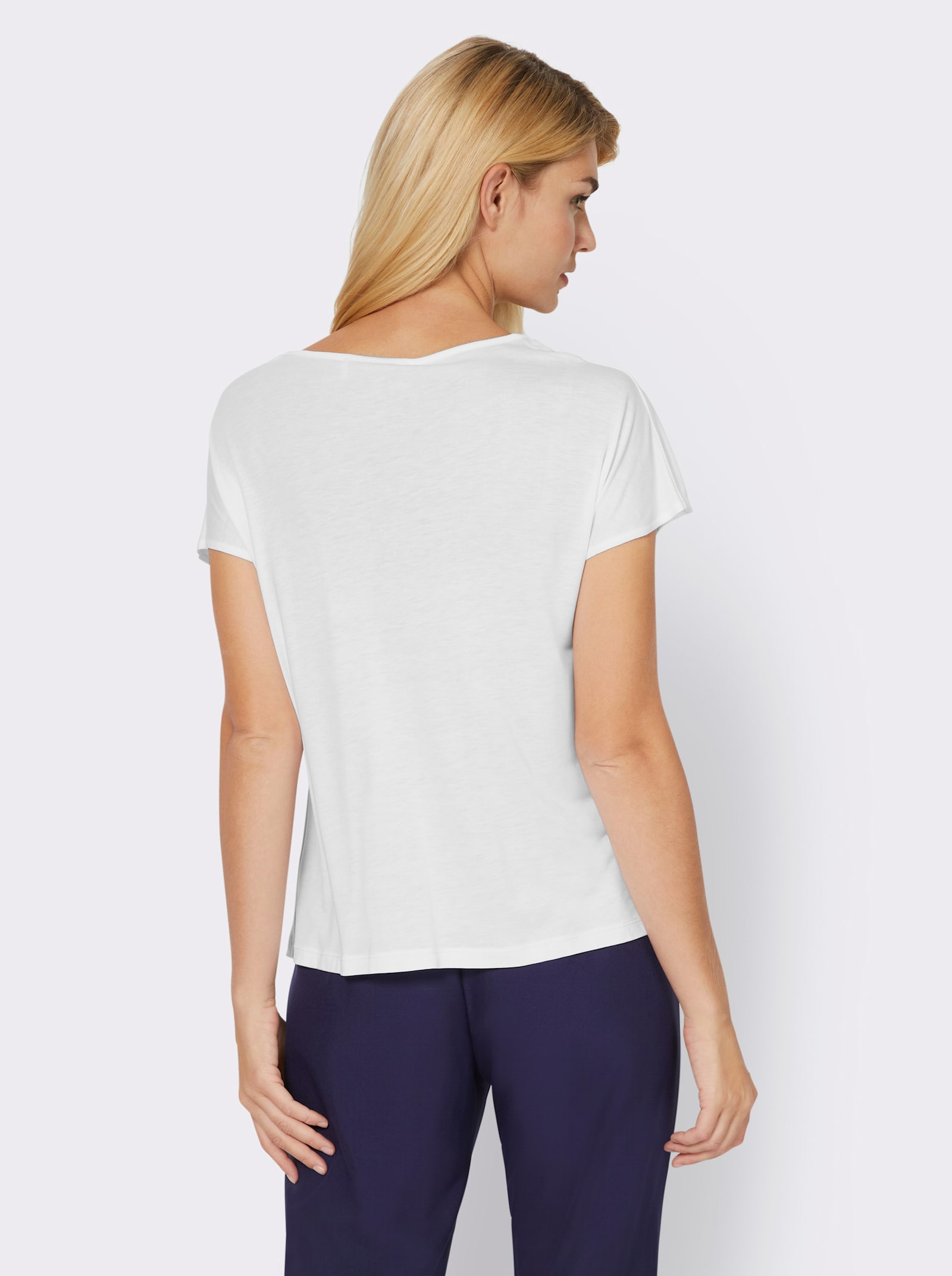 heine Kurzarmshirt mit Falte vorne - weiß