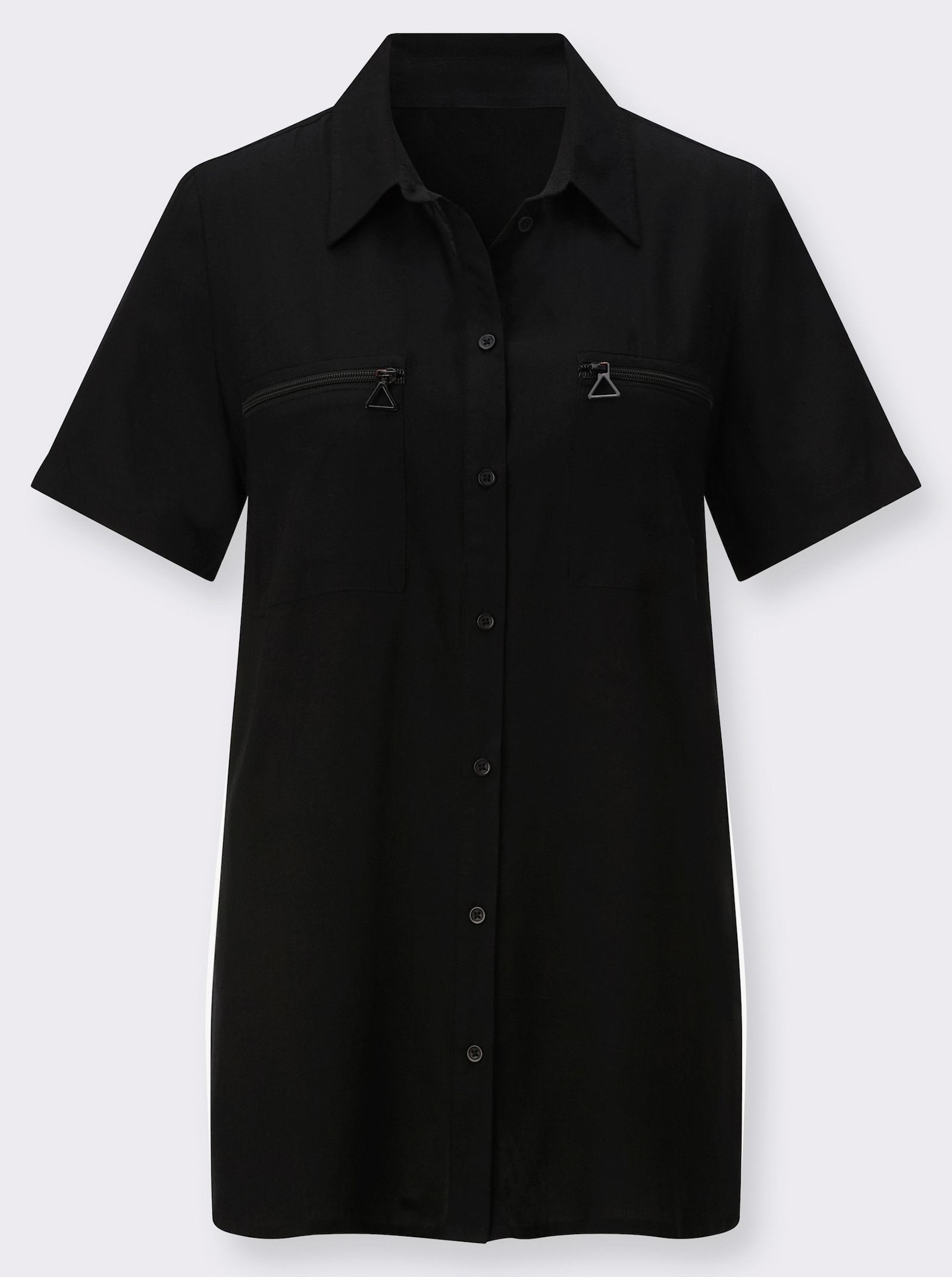 Longbluse mit langen Seitenschlitzen - schwarz