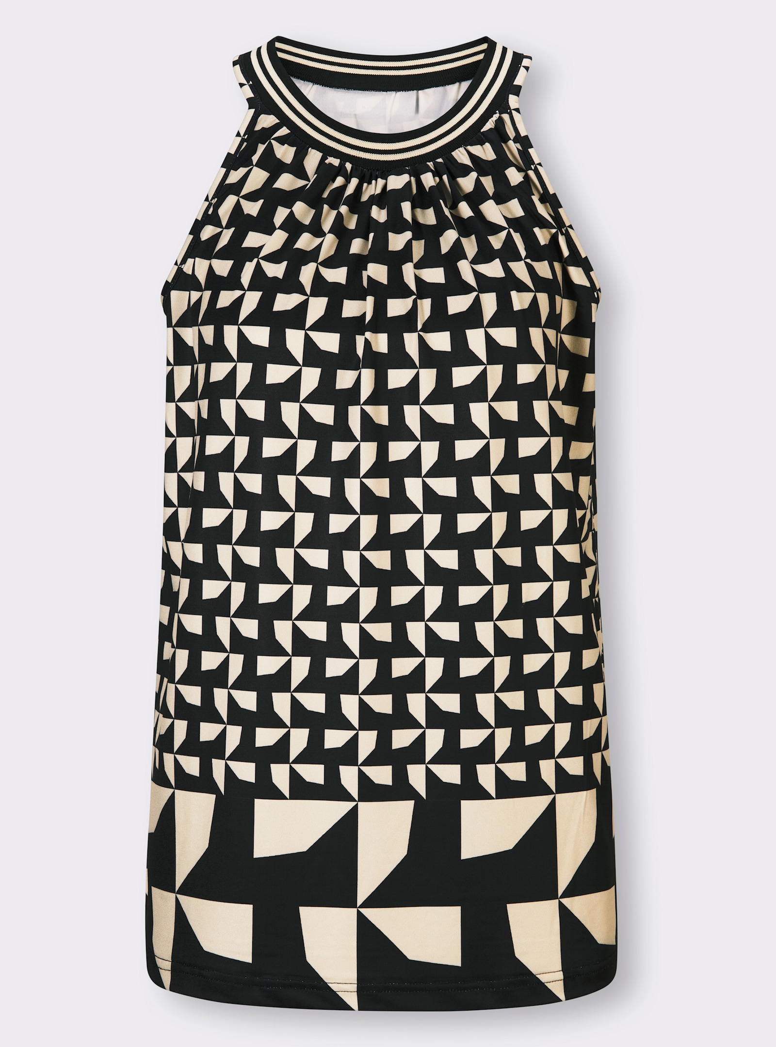 heine Shirttop mit breiten Trägern - sand-schwarz-bedruckt
