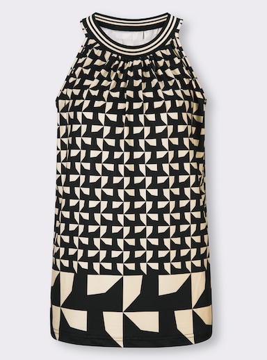 heine Shirttop - sand-schwarz-bedruckt