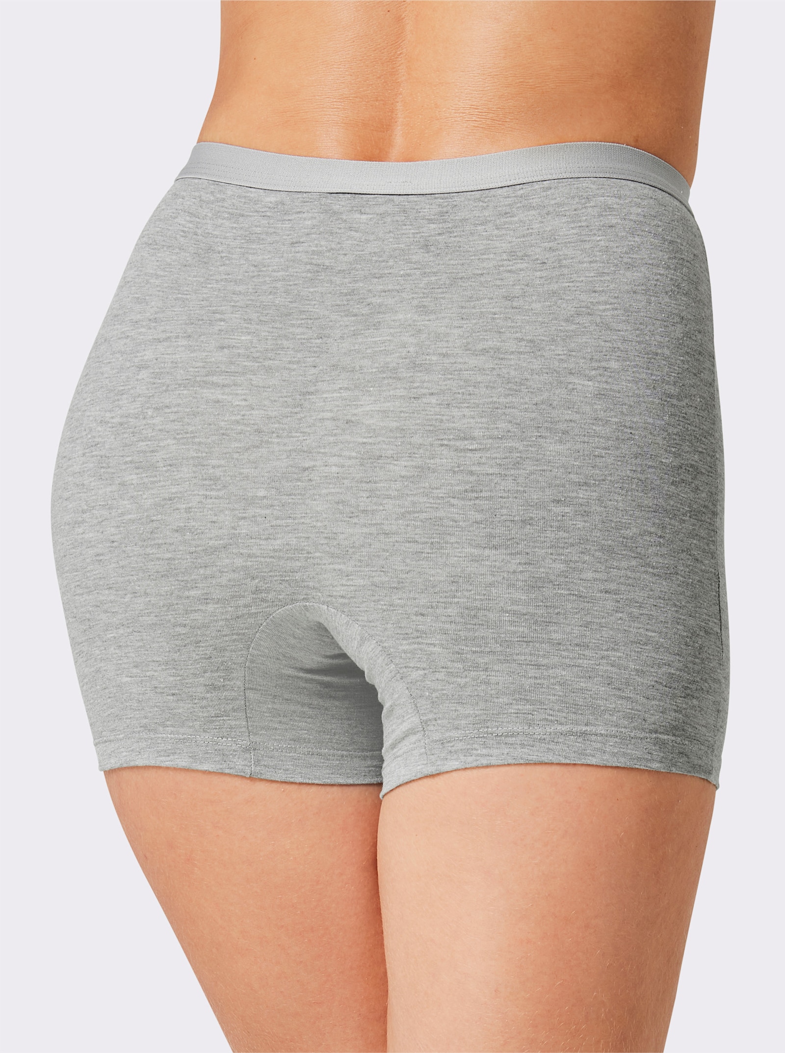 wäschepur Longpanty im Doppelpack - grau-geringelt + grau-meliert