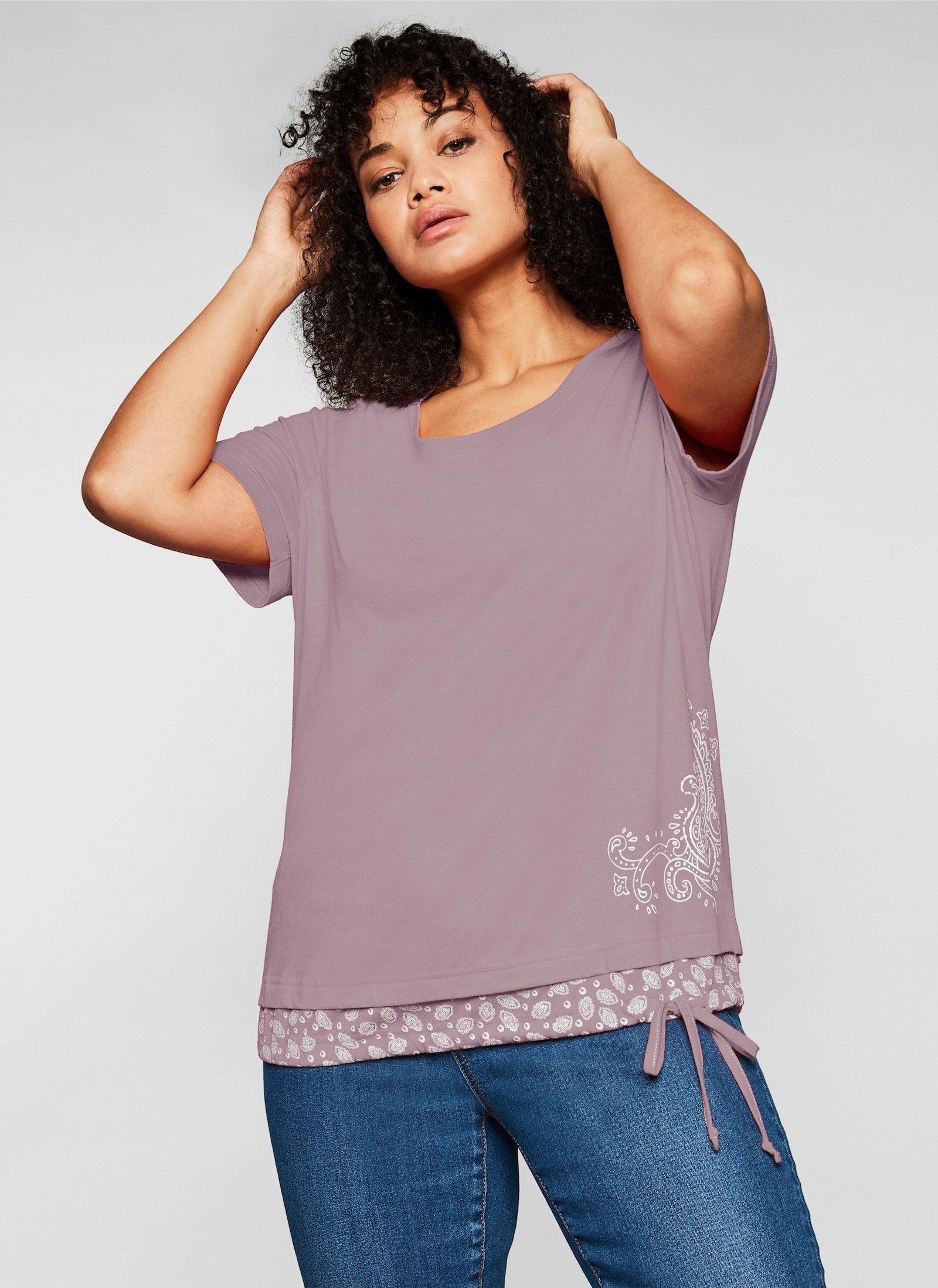 sheego Kurzarmshirt in 2-in-1-Optik - malve