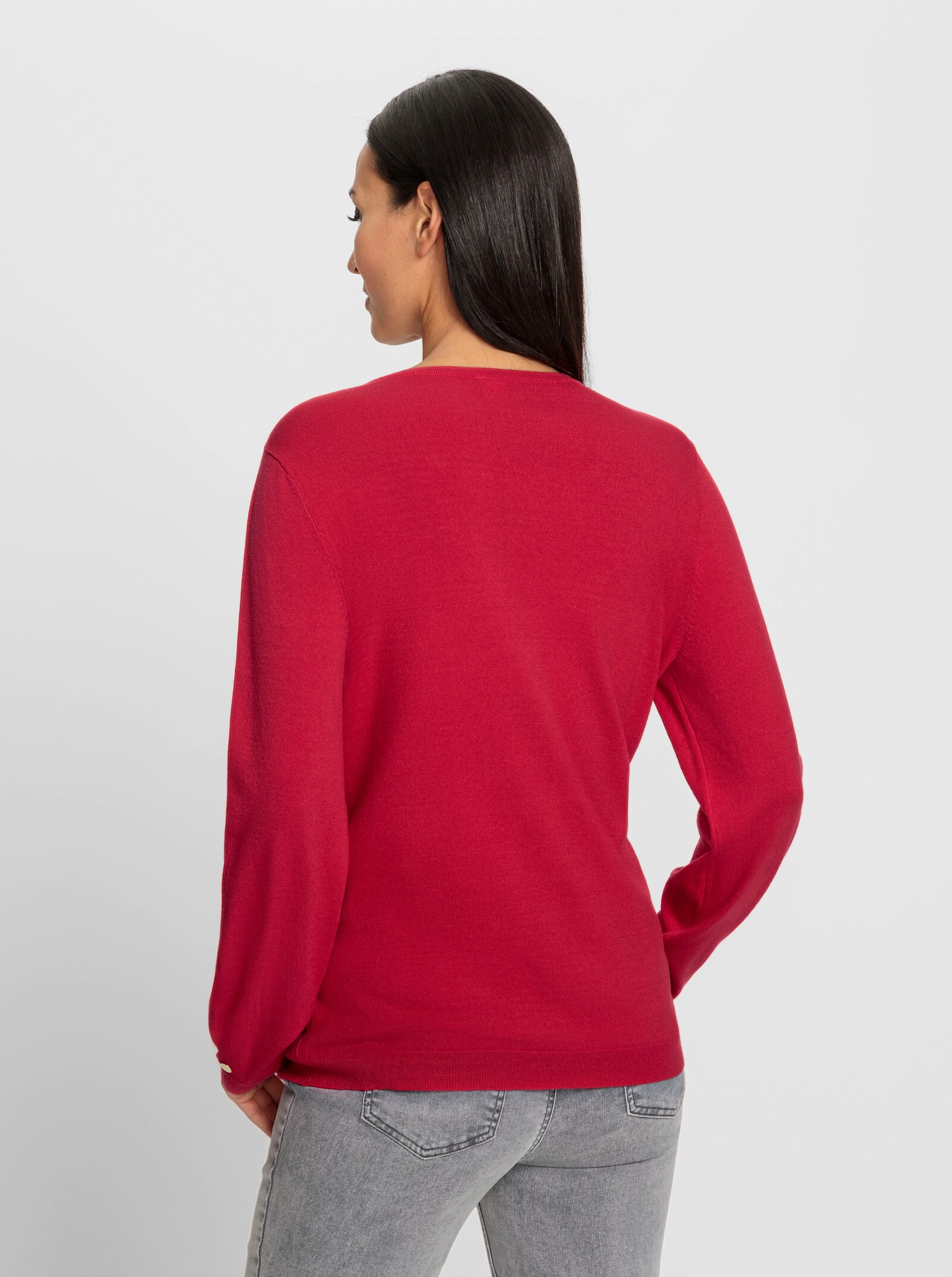 heine Feinstrickpullover mit Faltenakzent am Ärmel - erdbeere