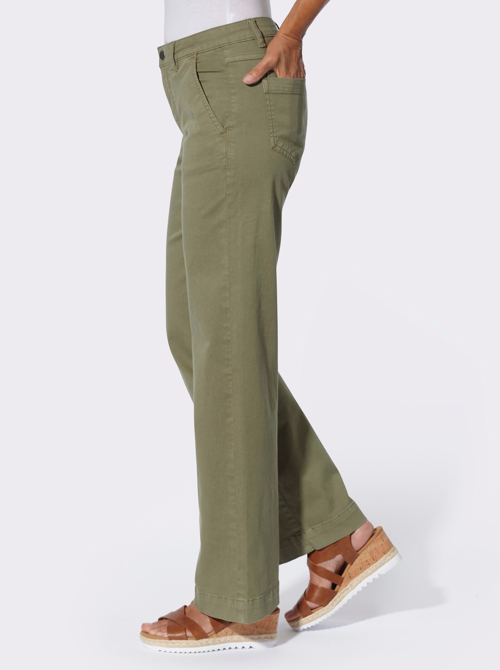 Gerade Jeans in Twill-Qualität - khaki