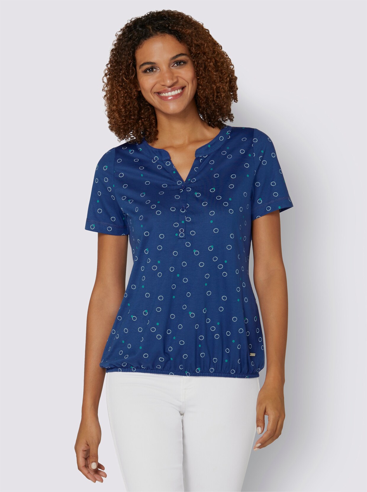 Shirt met print - koningsblauw/wit bedrukt