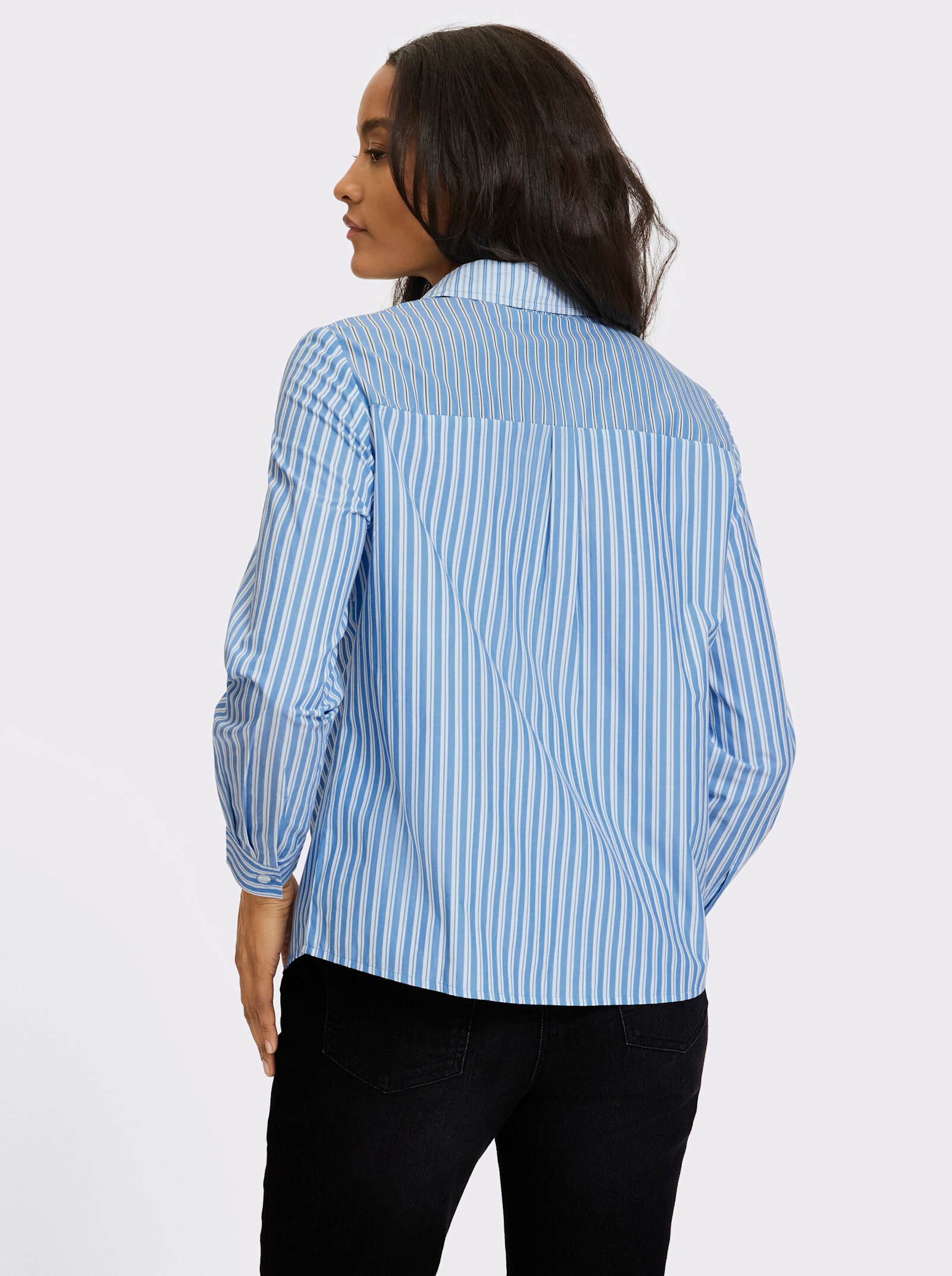 heine Hemdbluse im Streifen-Mix - himmelblau-ecru-gestreift